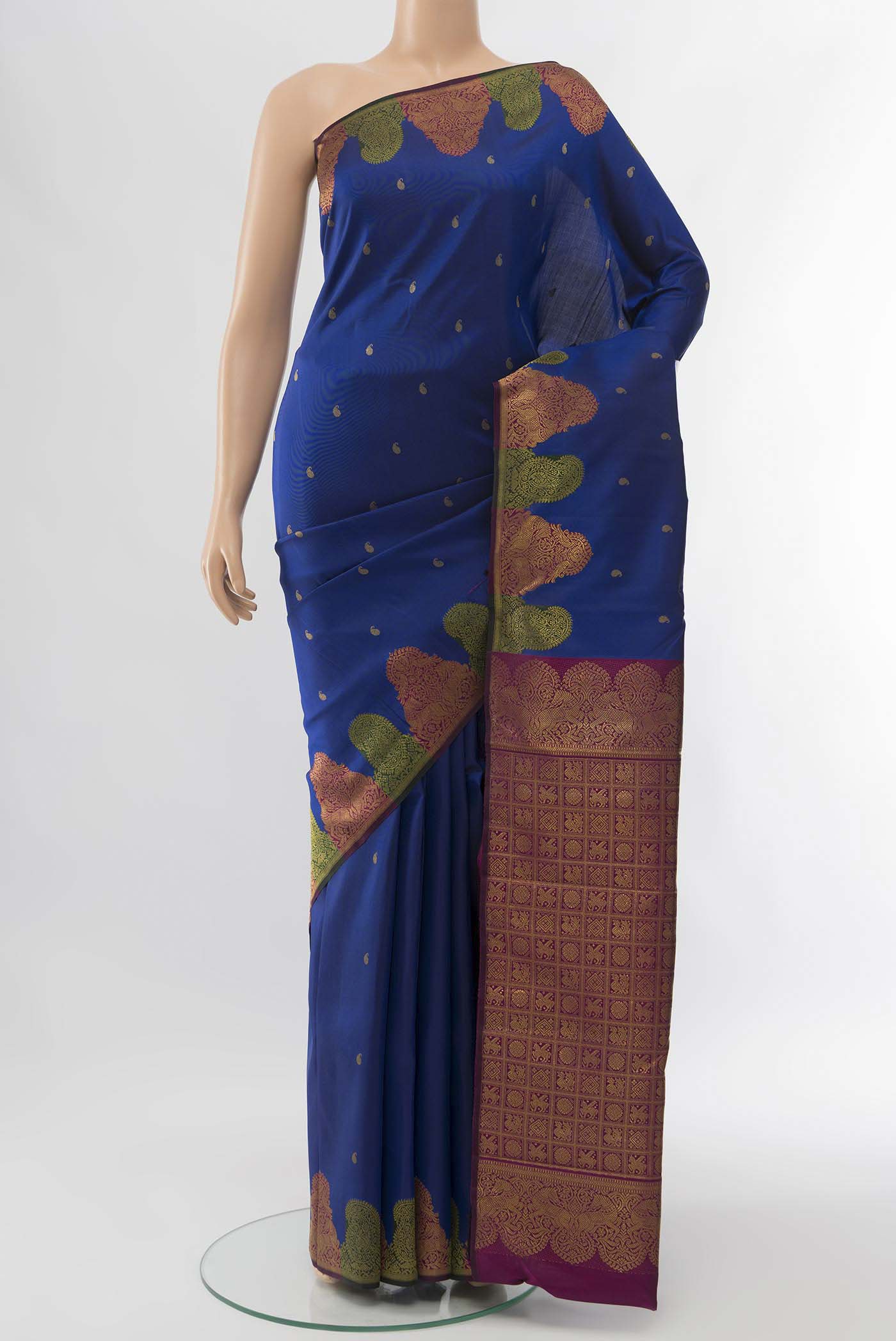 Dark Blue Kanchipuram Silk Saree