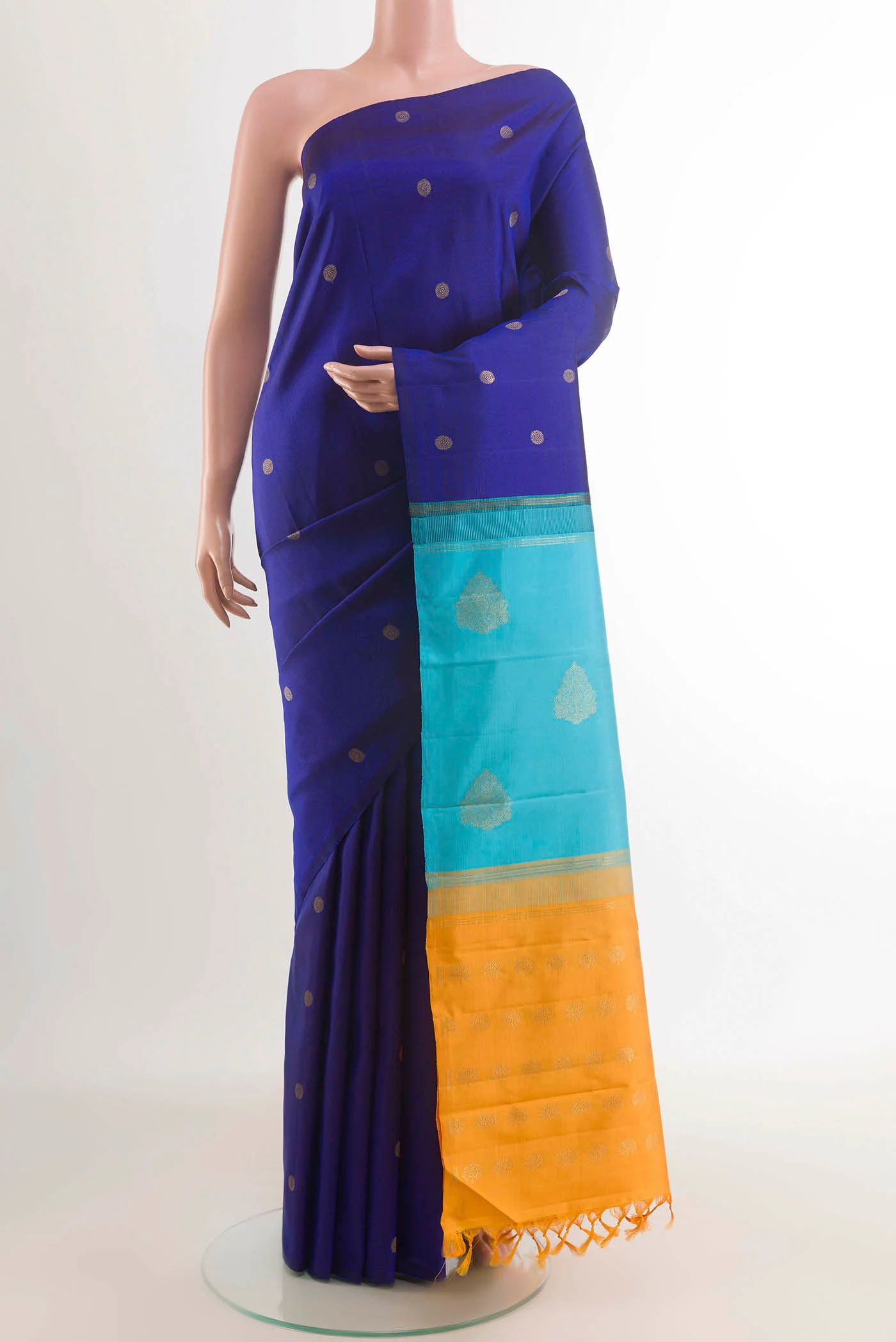 Dark Blue Kanchipuram Silk Saree