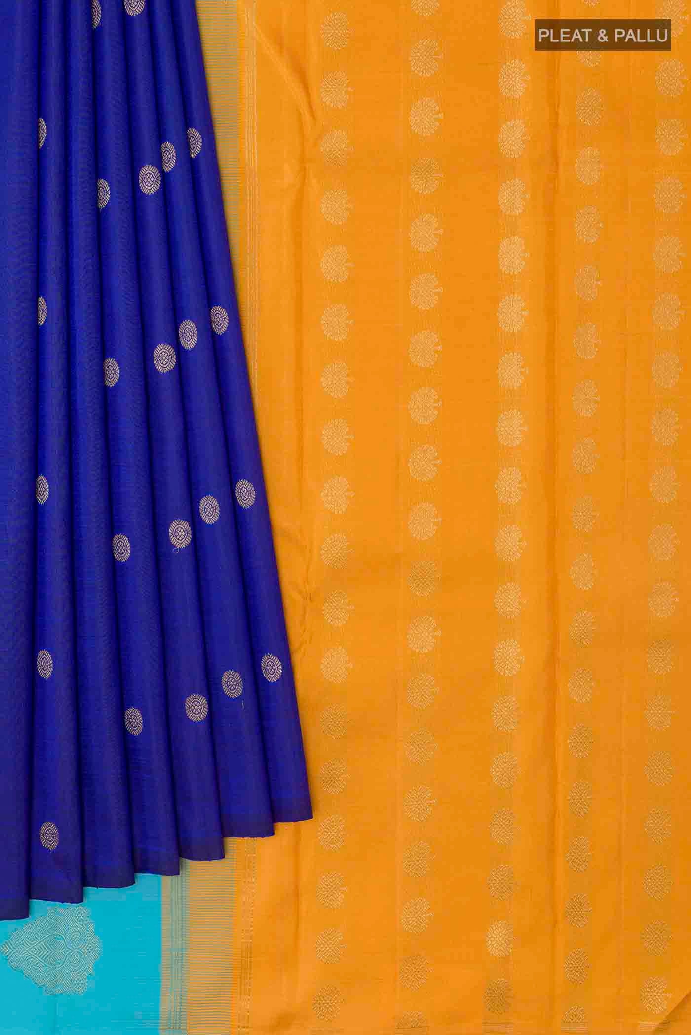 Dark Blue Kanchipuram Silk Saree - Image 4