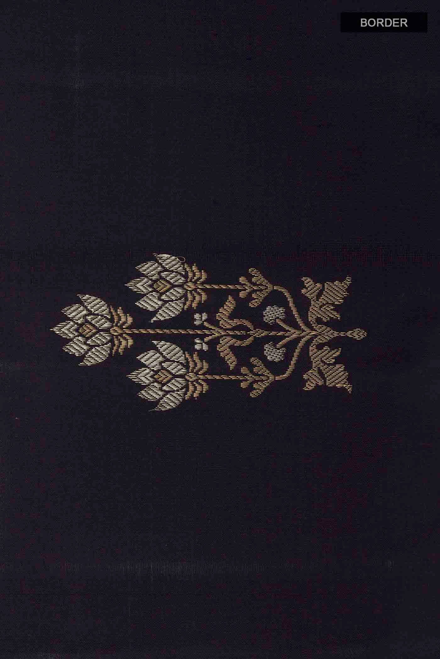 Dark Blue Kanjivaram Silk Saree - Image 3