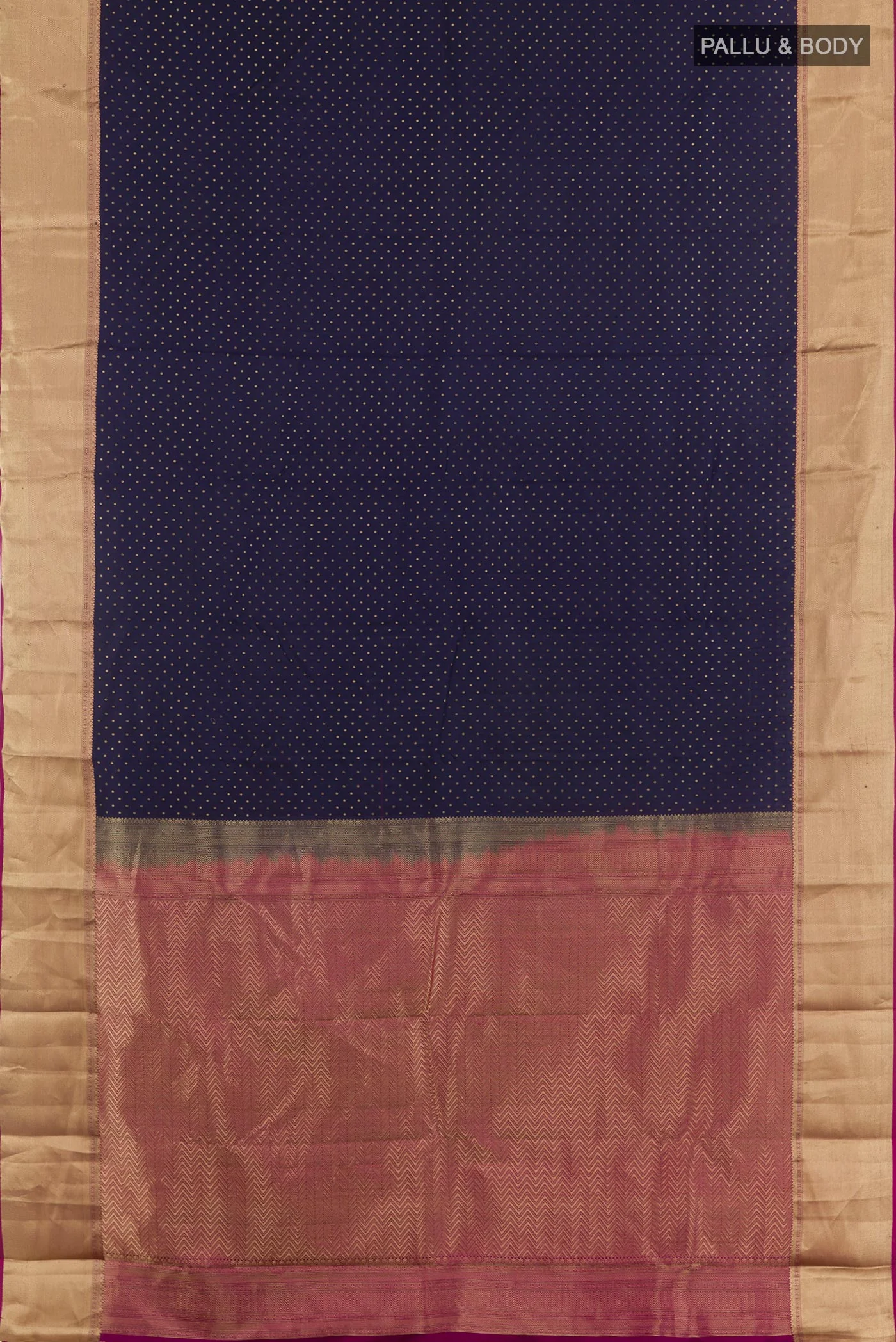 Navy Blue Kanjivaram Silk Saree - Image 3
