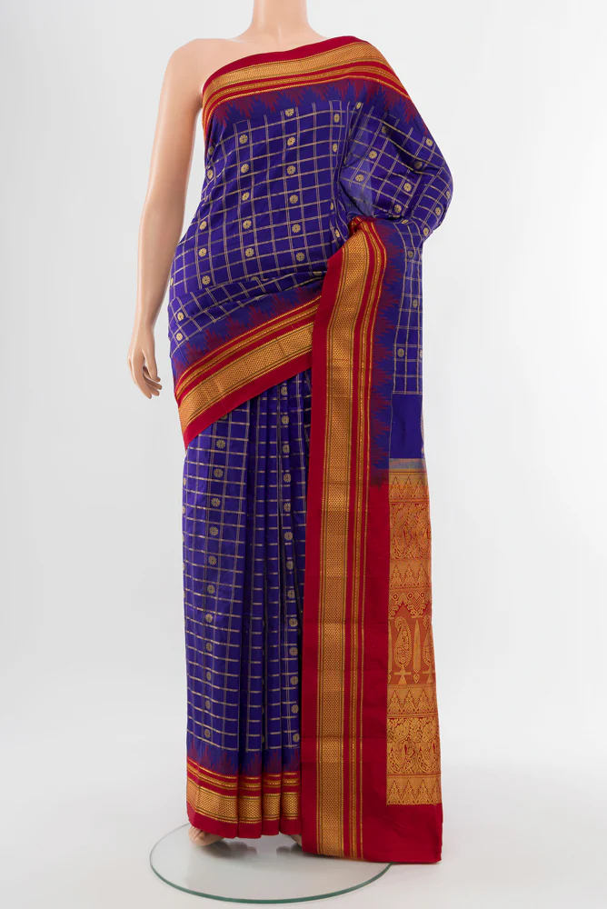 Dark Blue Narayanpet Silk Saree