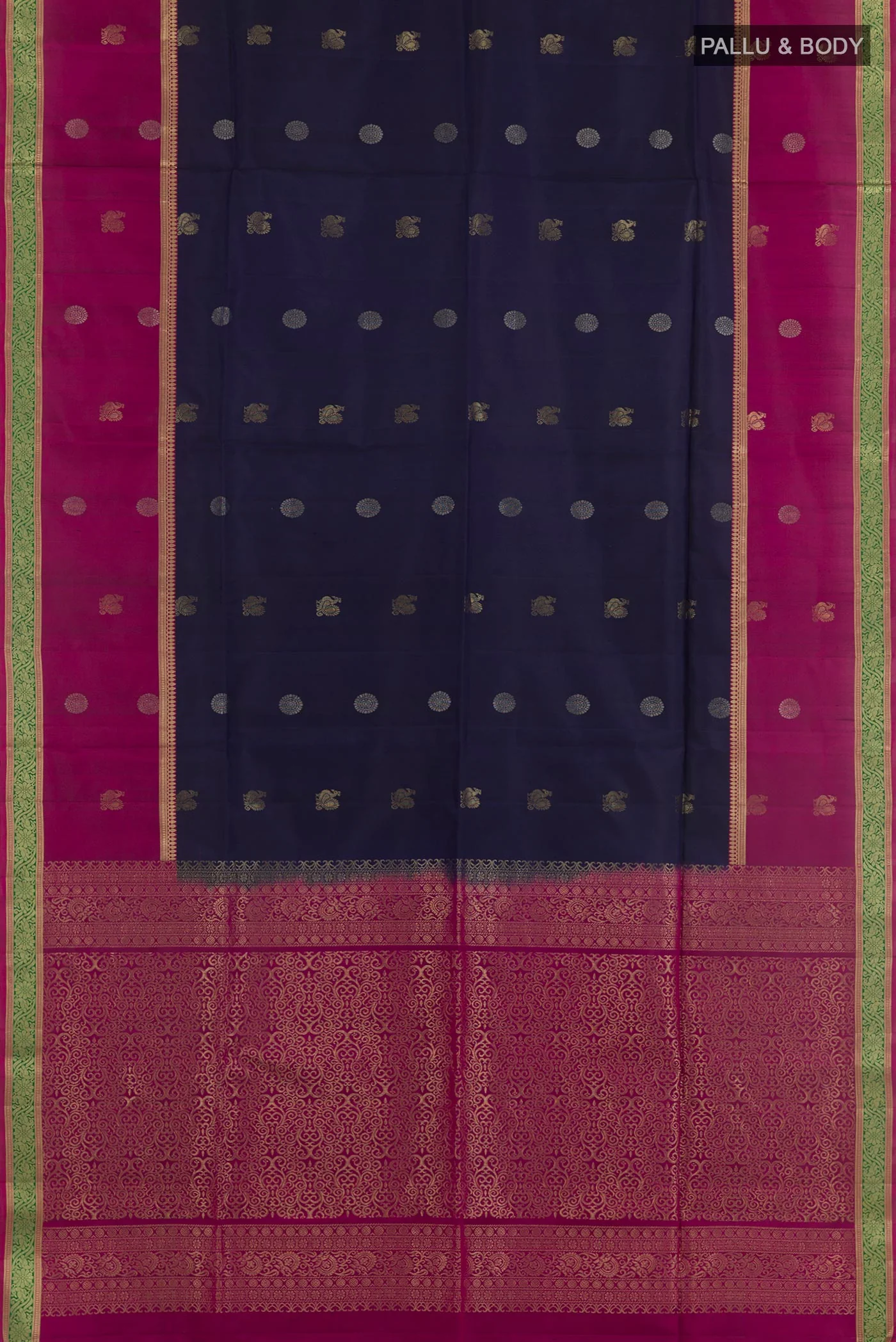 Navy Blue Soft Silk Saree - Image 3