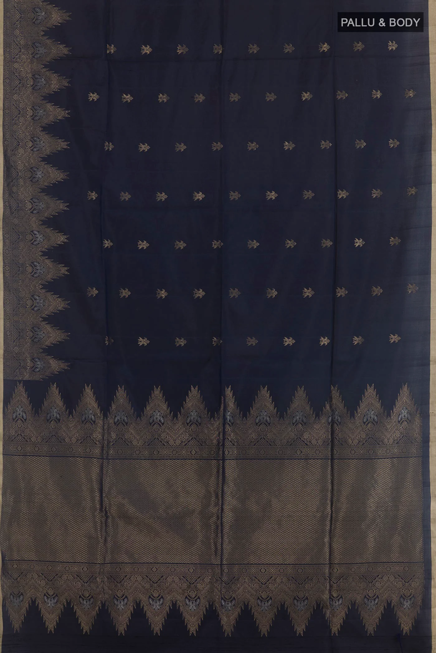 Navy Blue Soft Silk Saree - Image 3