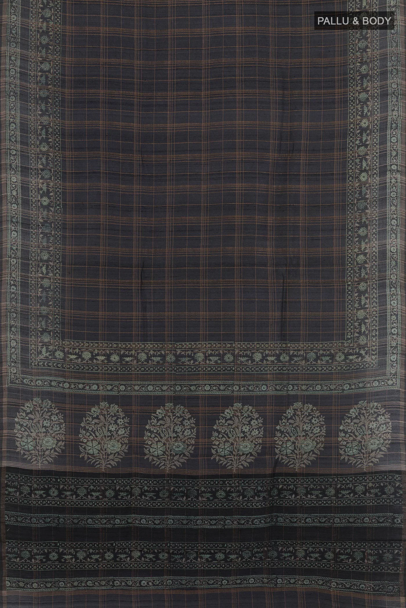 Black Tussar Silk Saree - Image 3