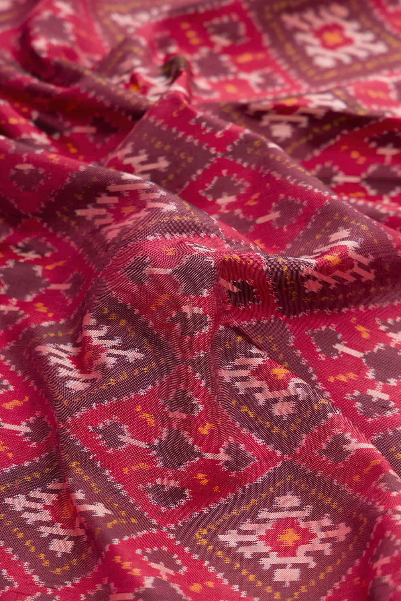 Dark Mauve Dual Tone Double Ikat Saree - Image 2