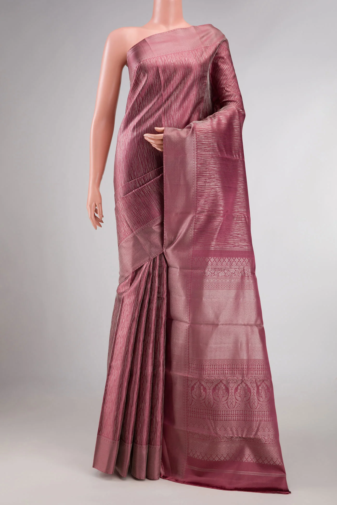 Dark Mauve Dual Tone Kanjivaram Silk Saree