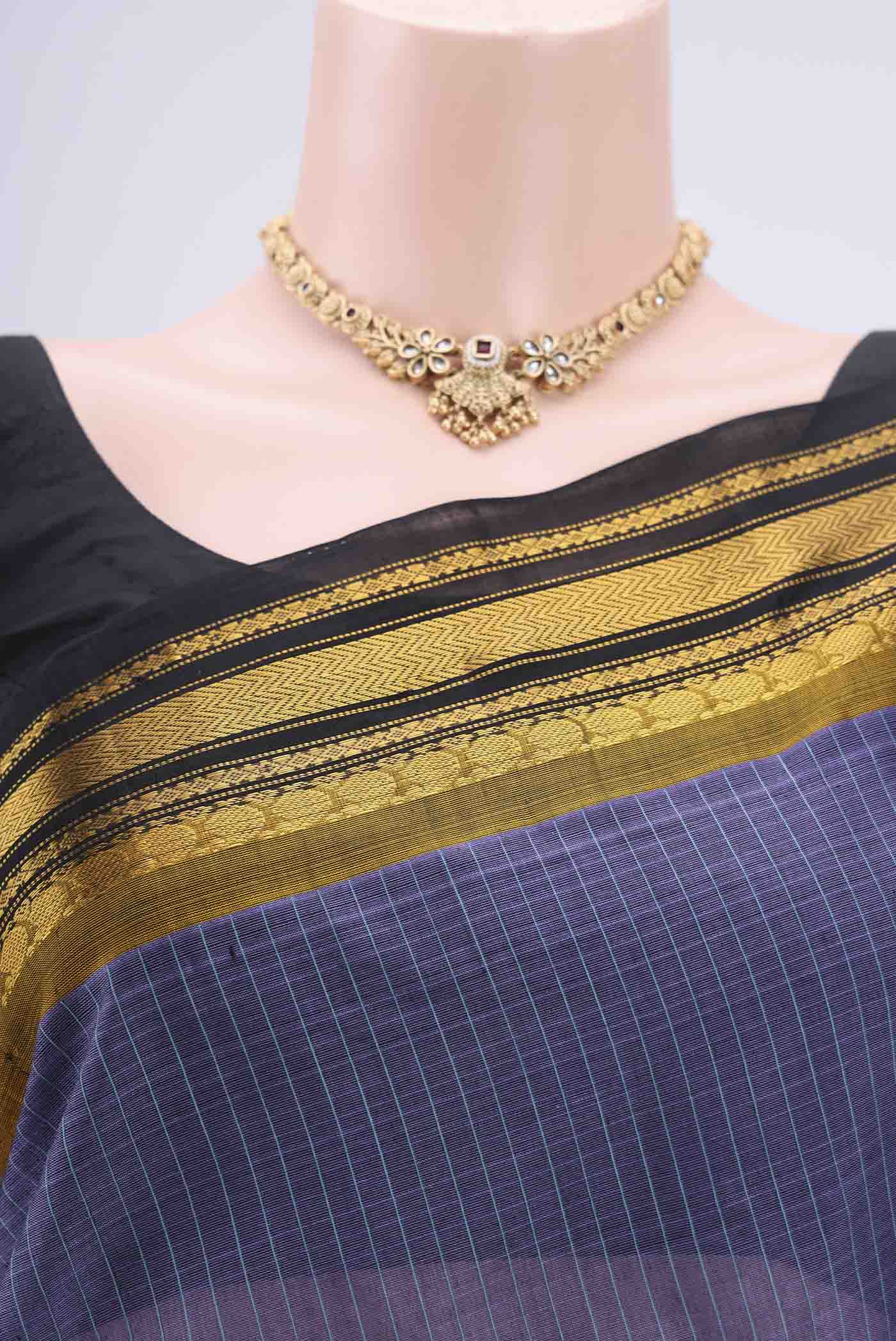 Blue Gadwal cotton Saree - Image 2