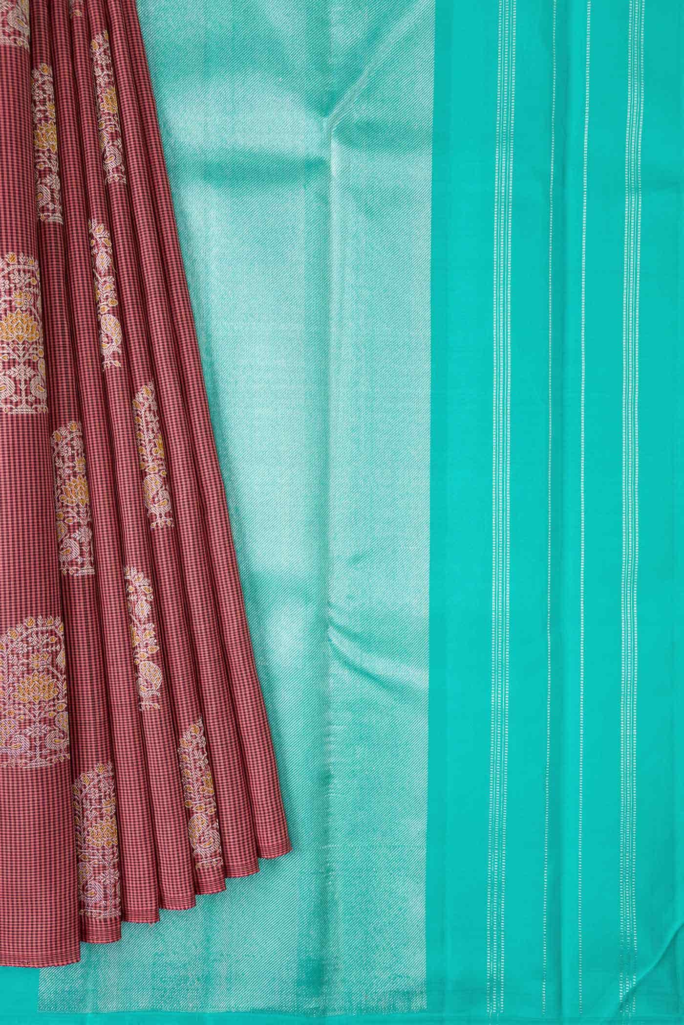 Pure Silk Pure Zari Dark Mauve Kanjivaram Saree - Image 2