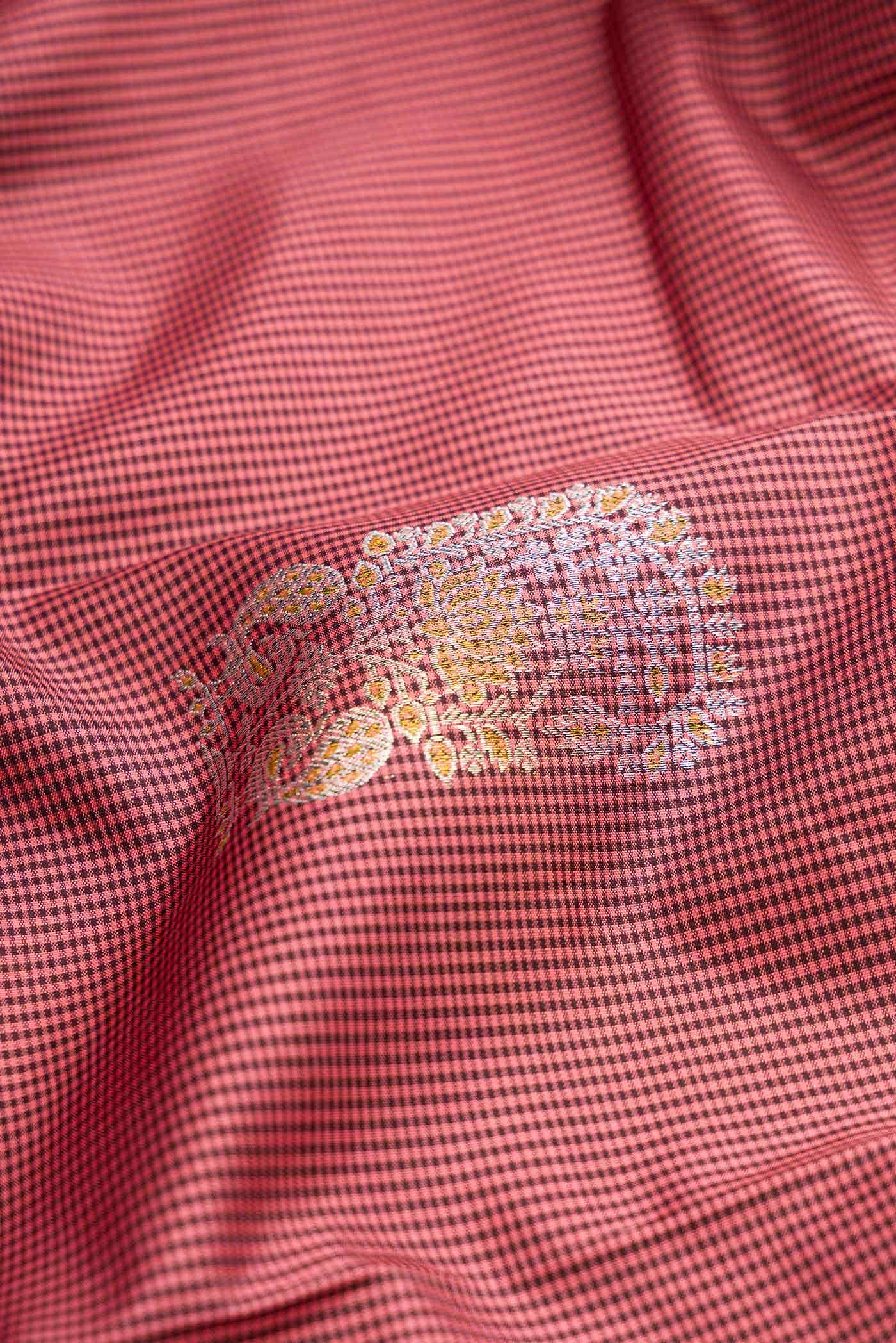 Pure Silk Pure Zari Dark Mauve Kanjivaram Saree - Image 3