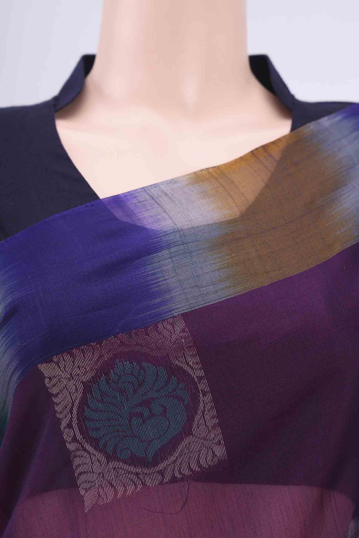 Purple Silk Cotton Saree - Image 2