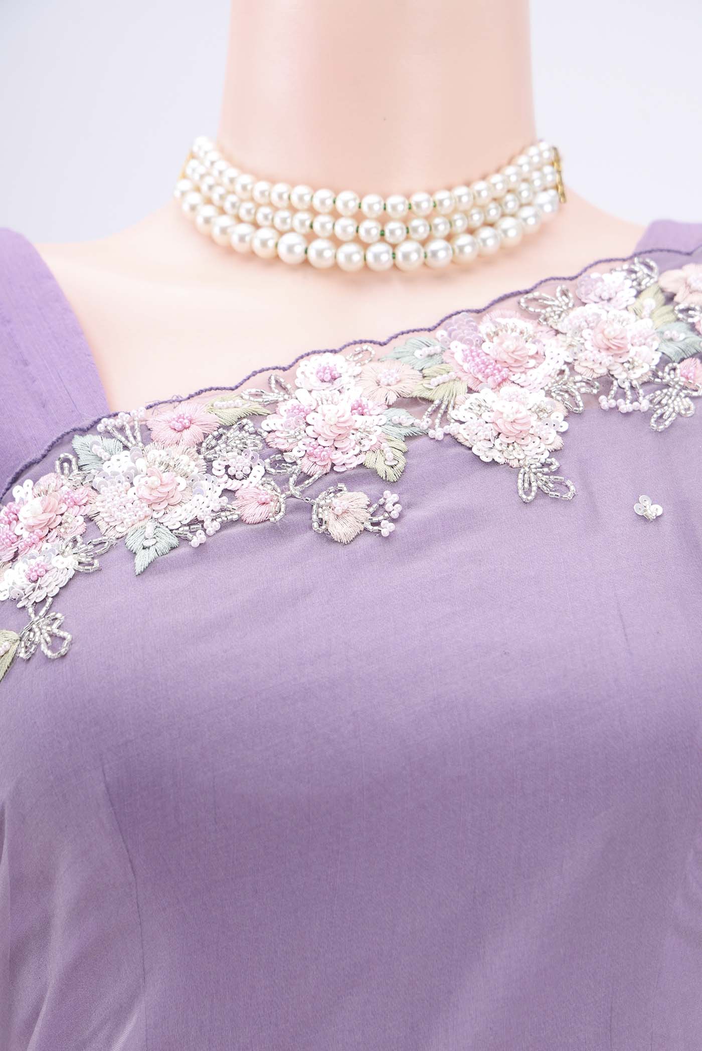 Lavender Organza Silk Saree - Image 2