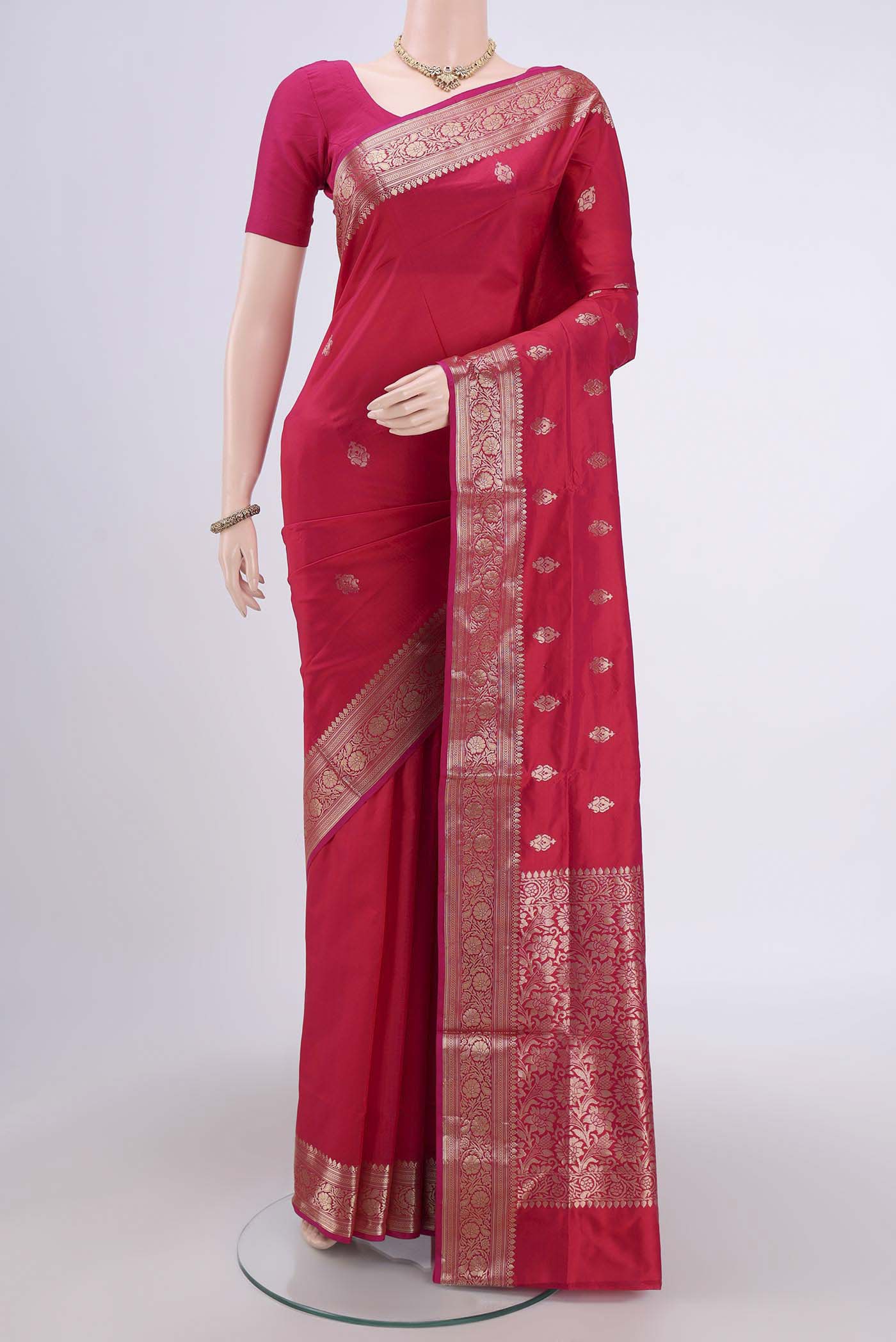 Dark Pink Banarasi Katan Silk Saree