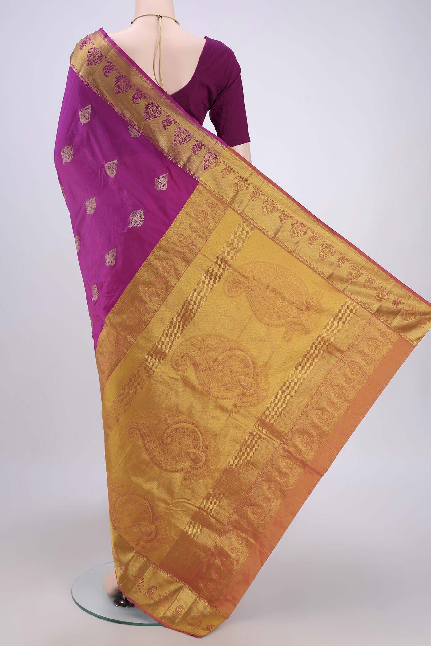 Light Magenta Blended Bangalore Silk Saree - Image 3