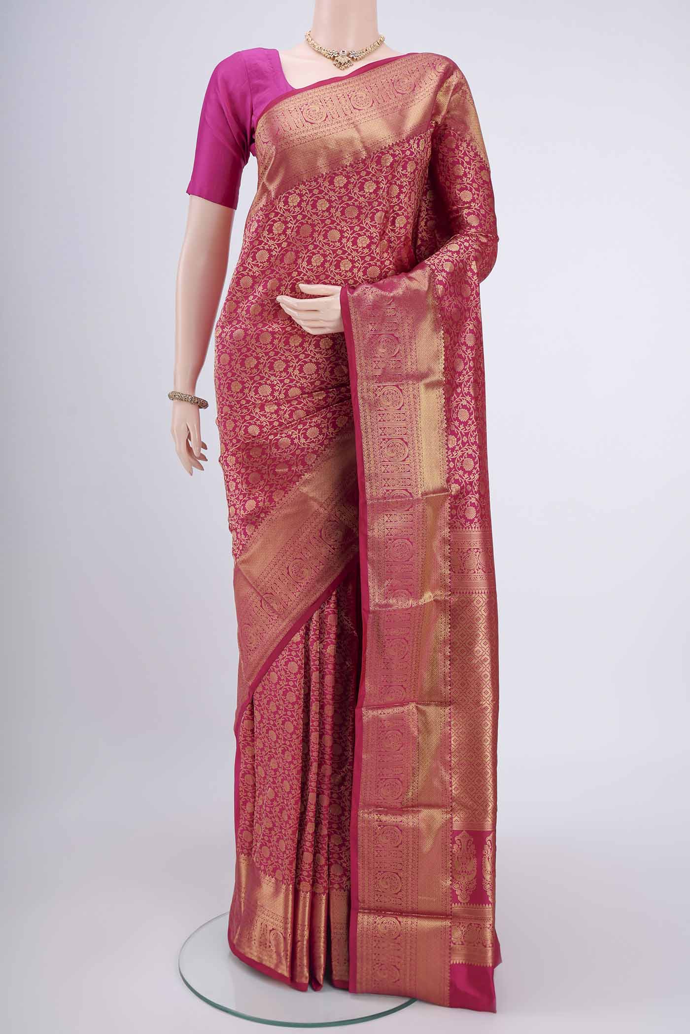 Dark Pink Bangalore Silk Saree