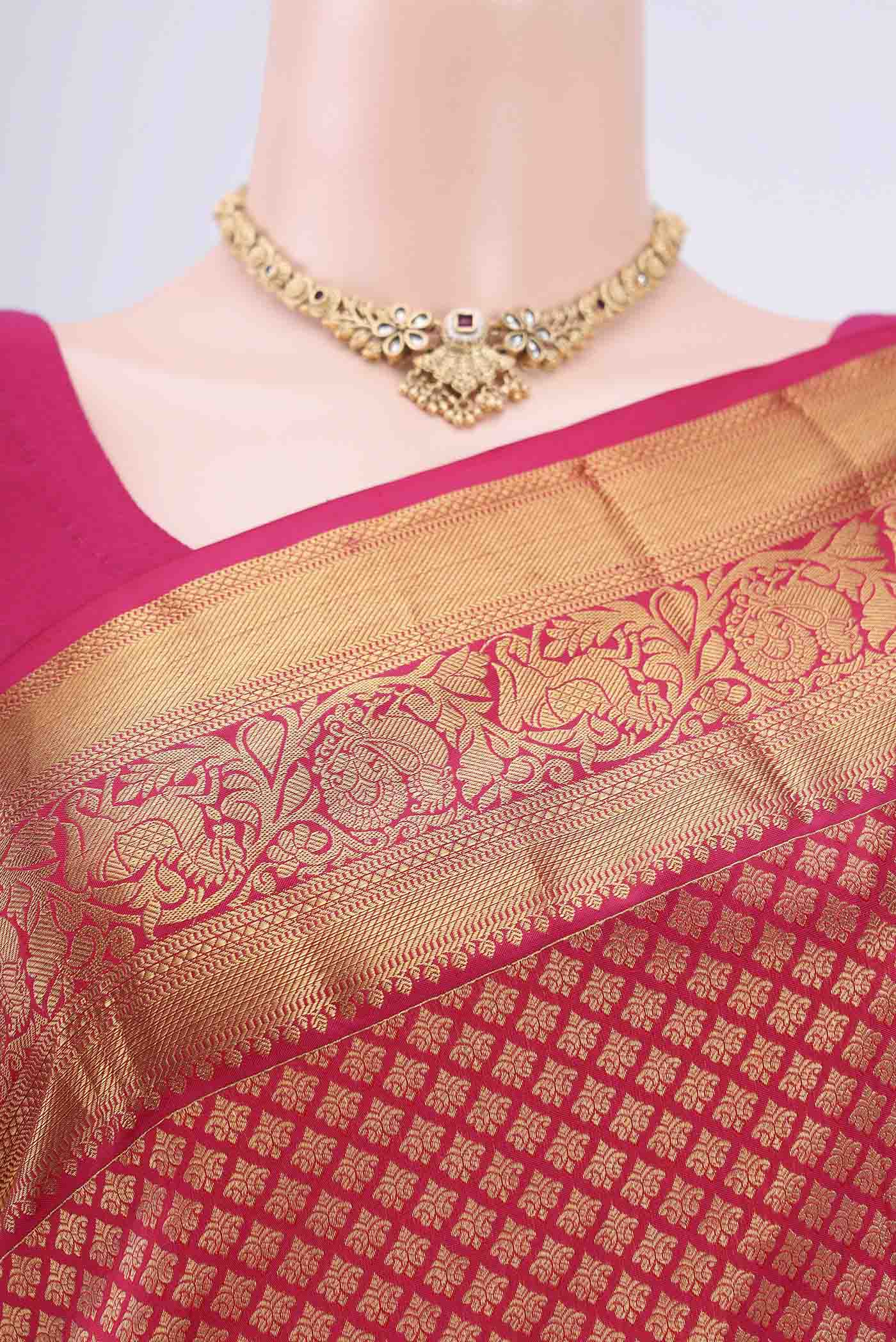 Dark Pink Bangalore Silk Saree - Image 2