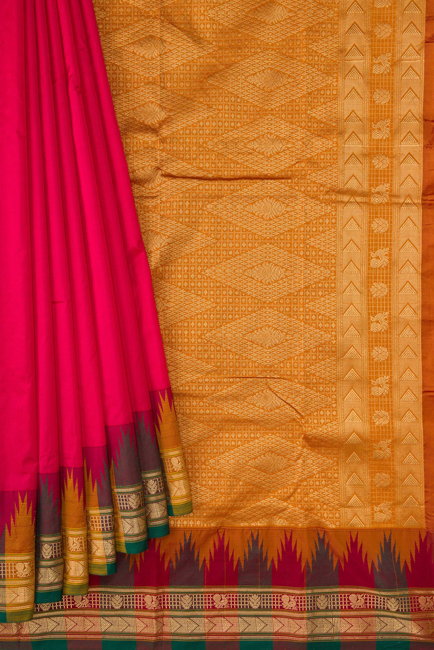 Dark Pink Bangalore Silk Saree - Image 4