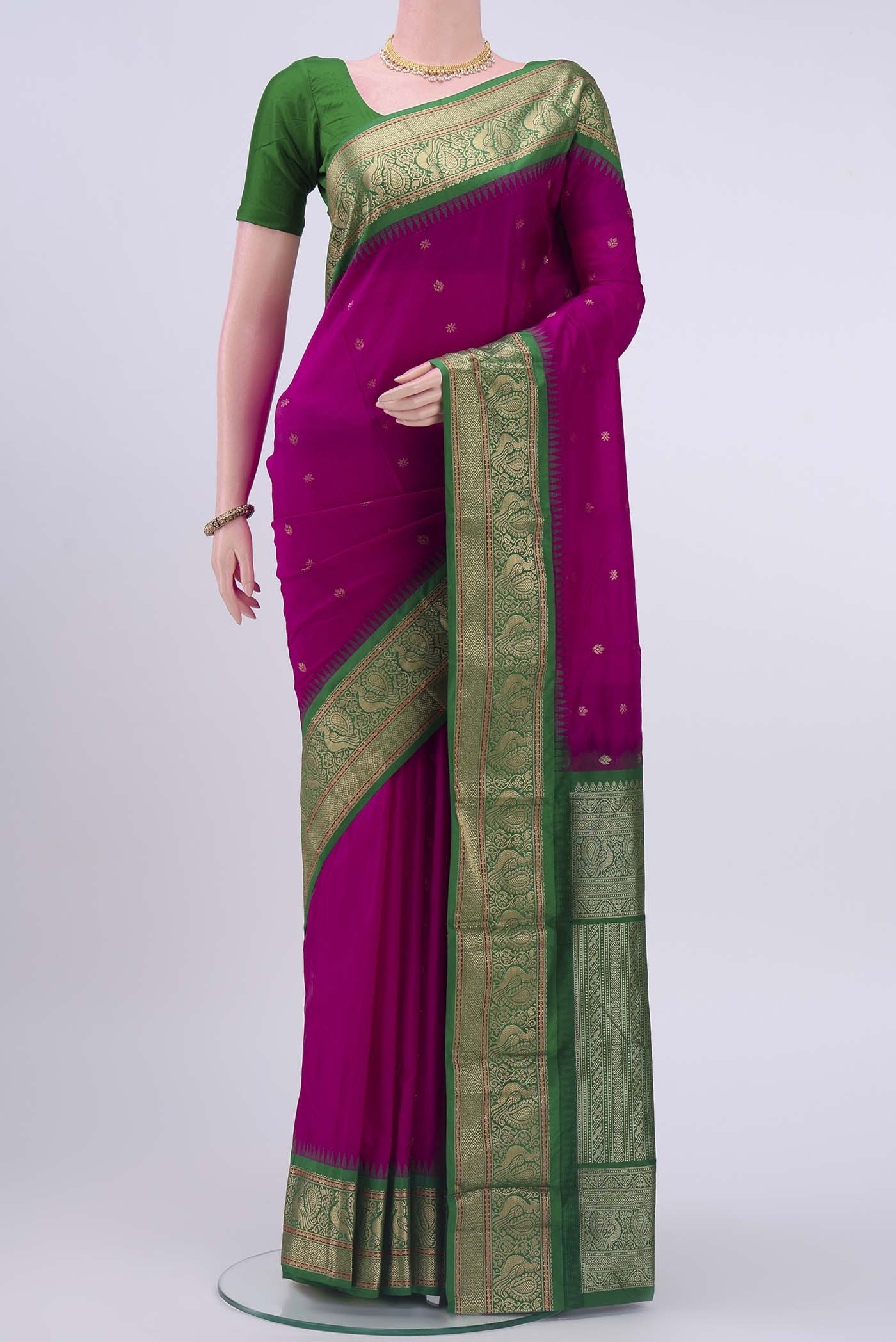 Dark Pink Blended Bangalore Silk Saree