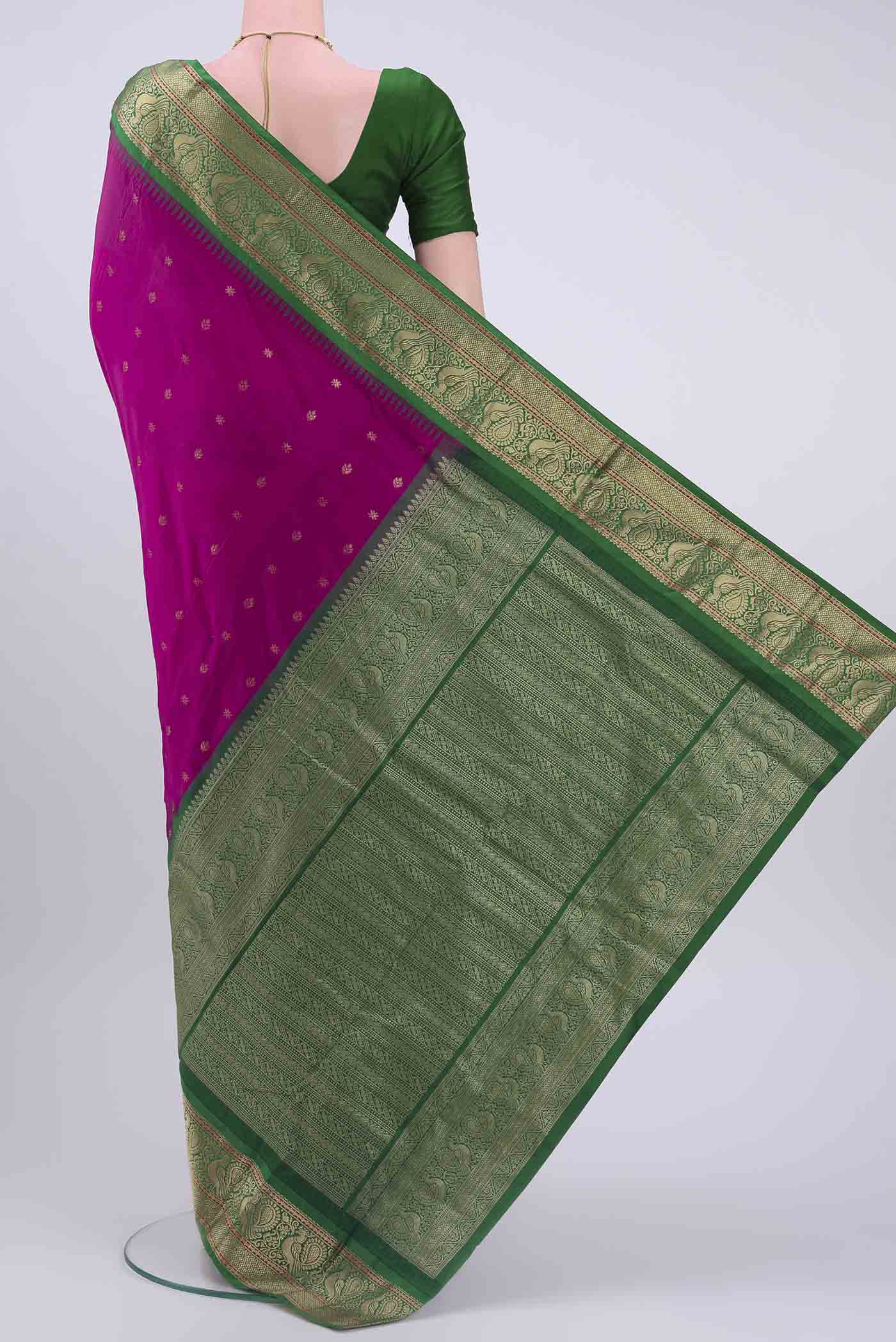 Dark Pink Blended Bangalore Silk Saree - Image 3