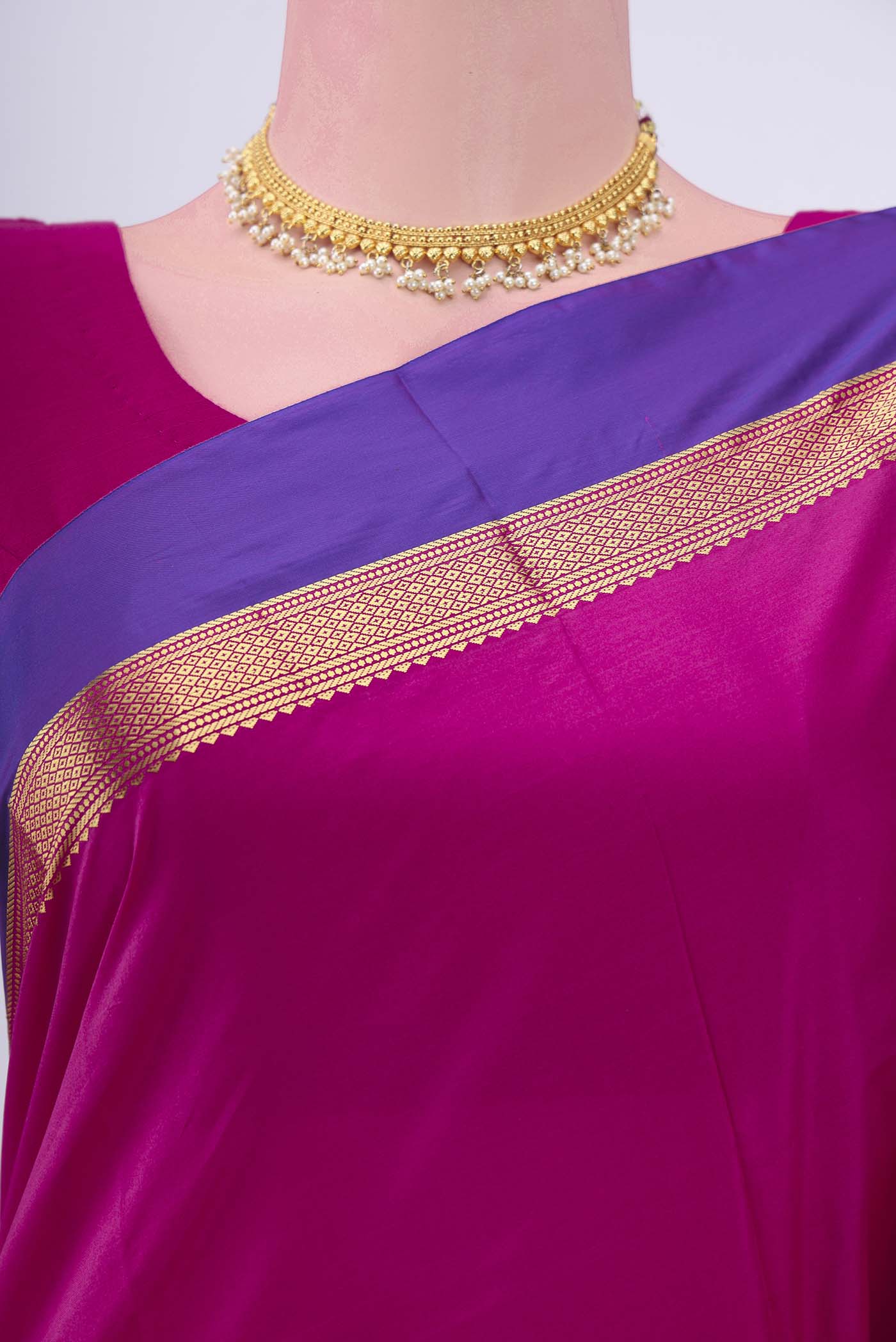 Dark Pink Blended Bangalore Silk Saree - Image 2