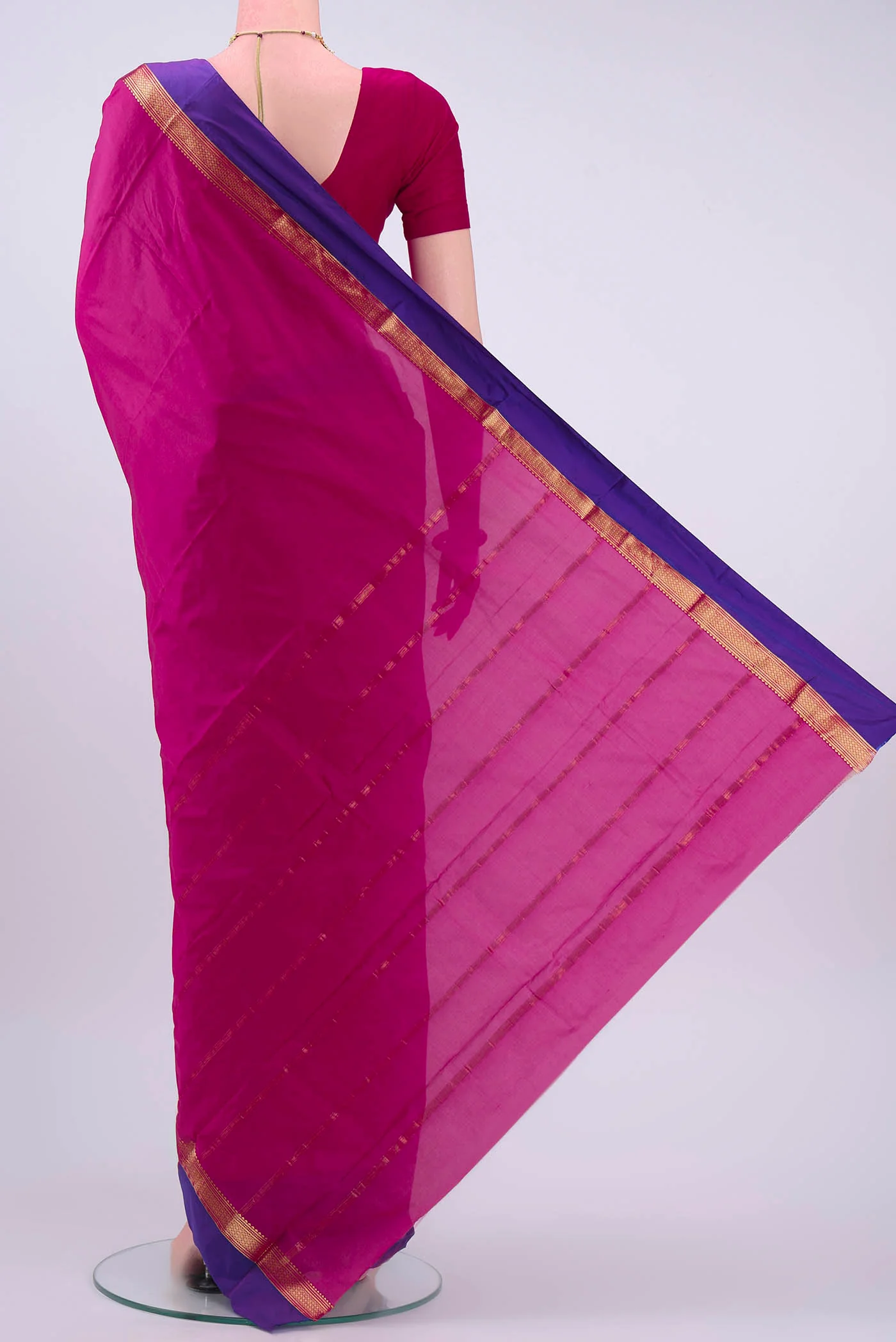 Dark Pink Blended Bangalore Silk Saree - Image 3