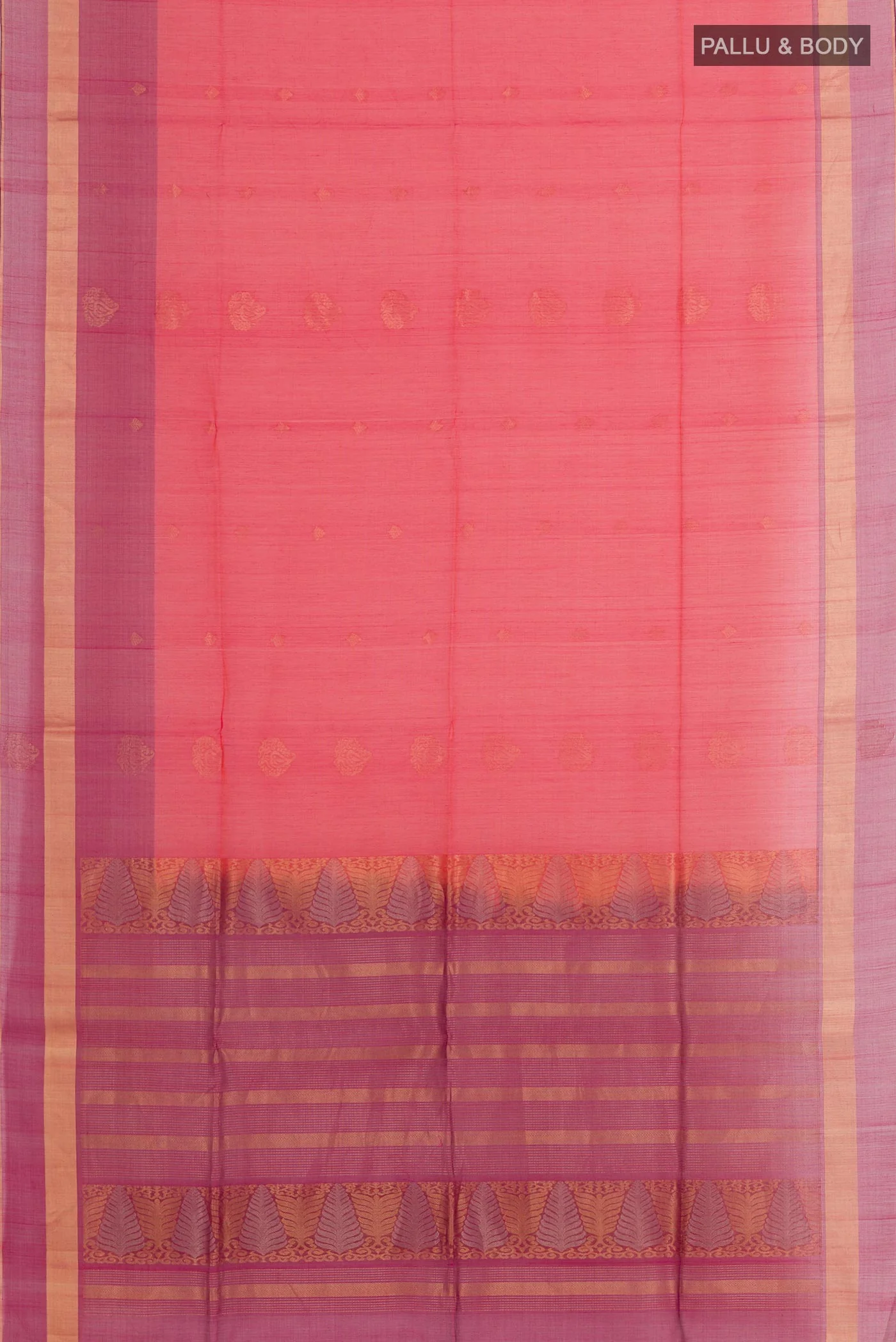 Dark Pink Silk Cotton Saree - Image 3