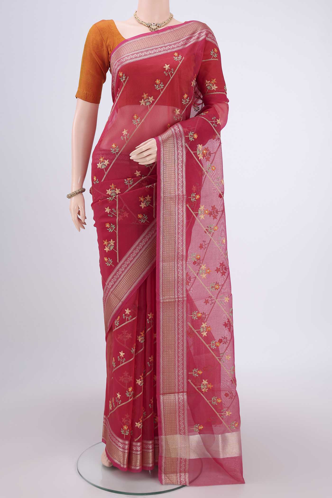 Dark Pink Blended Kota Cotton Saree