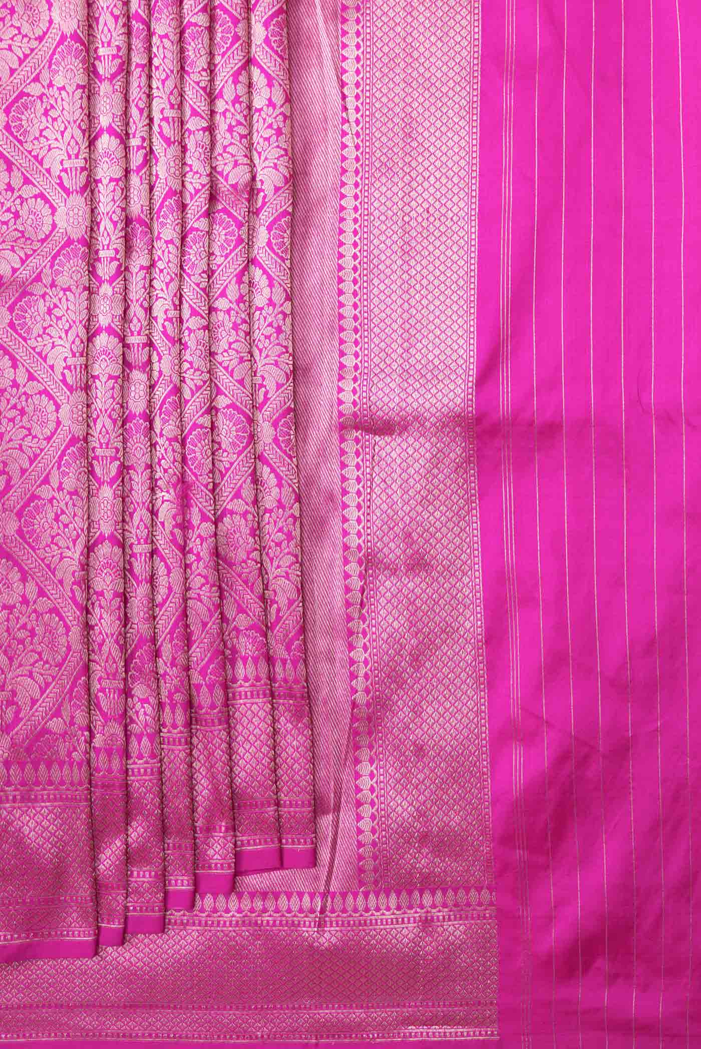 Rani Pink Banarasi Silk Saree - Image 4
