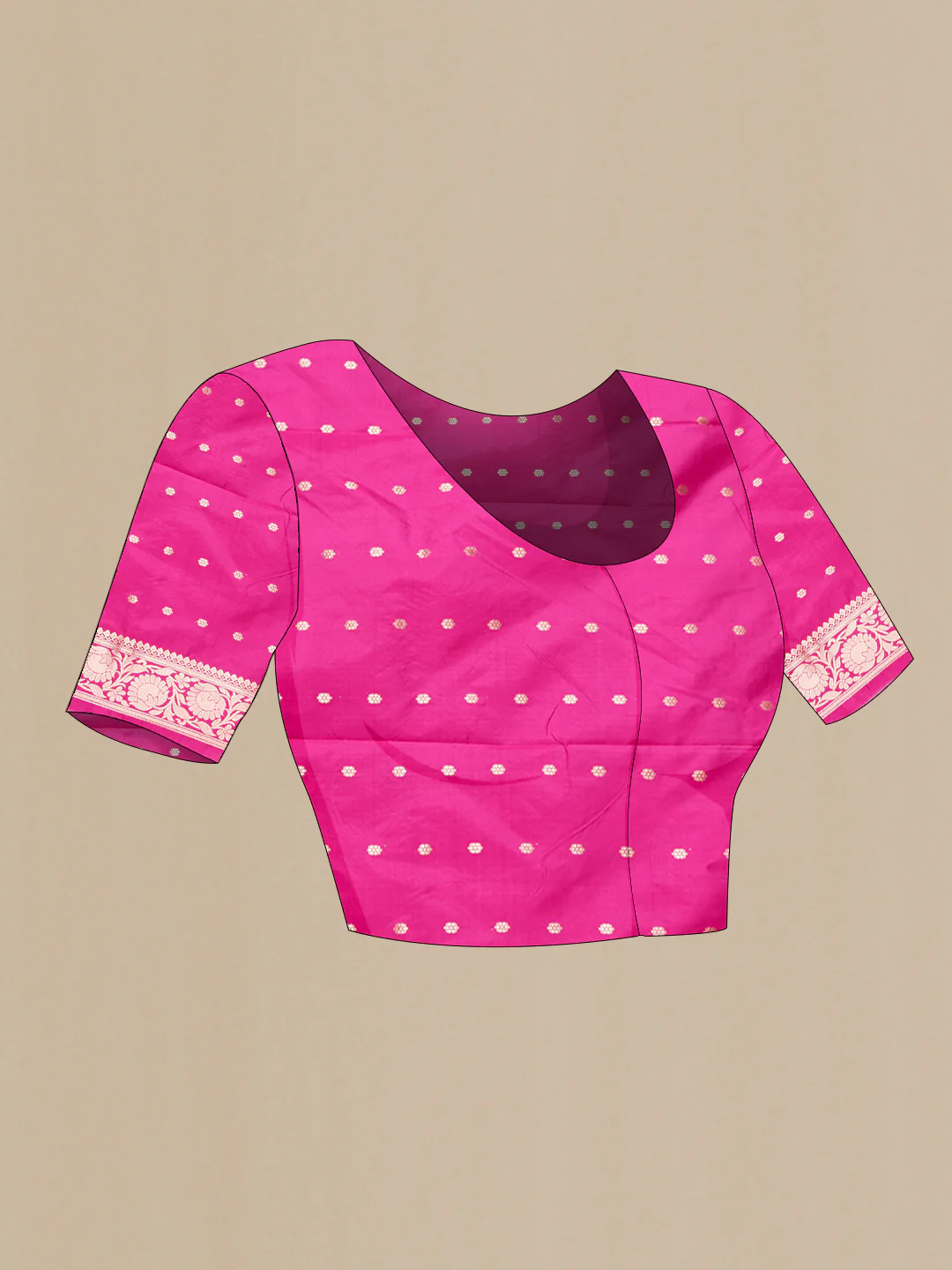 Dark Pink Banarasi Silk Saree - Image 5