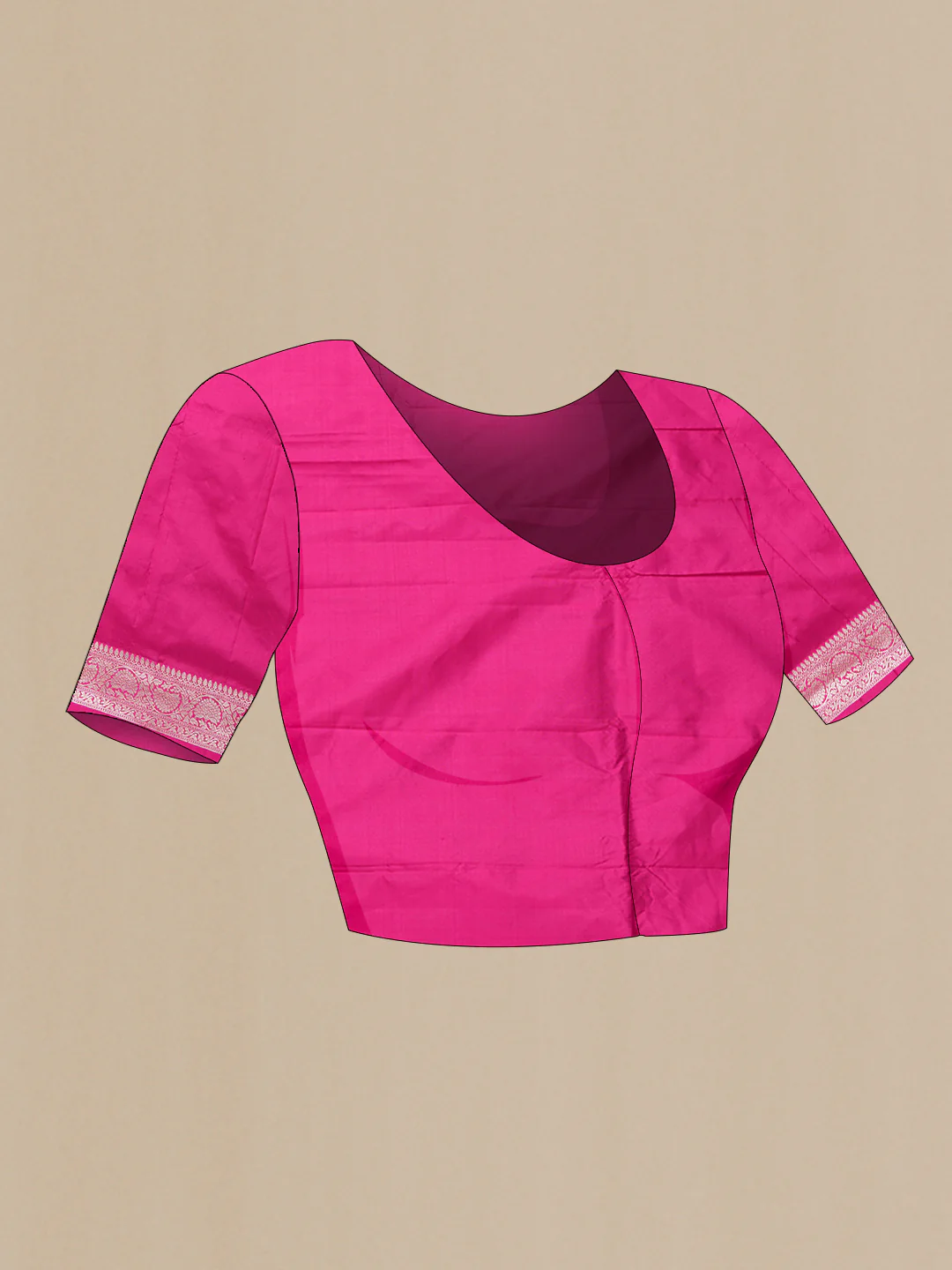 Rani Pink Banarasi Katan Silk Saree - Image 4