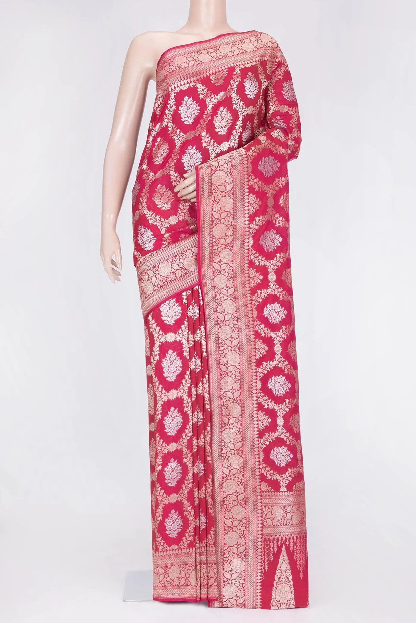 Dark Pink Blended Banarasi Silk Saree