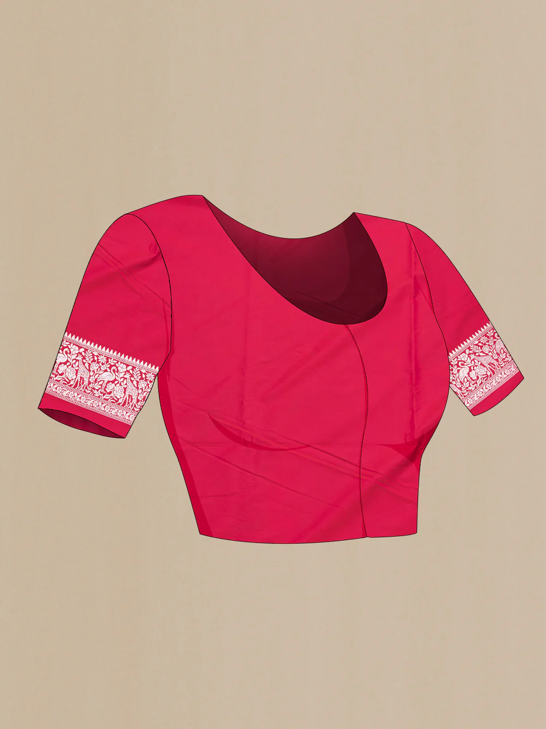 Deep Red Blended Banarasi Silk Saree - Image 4