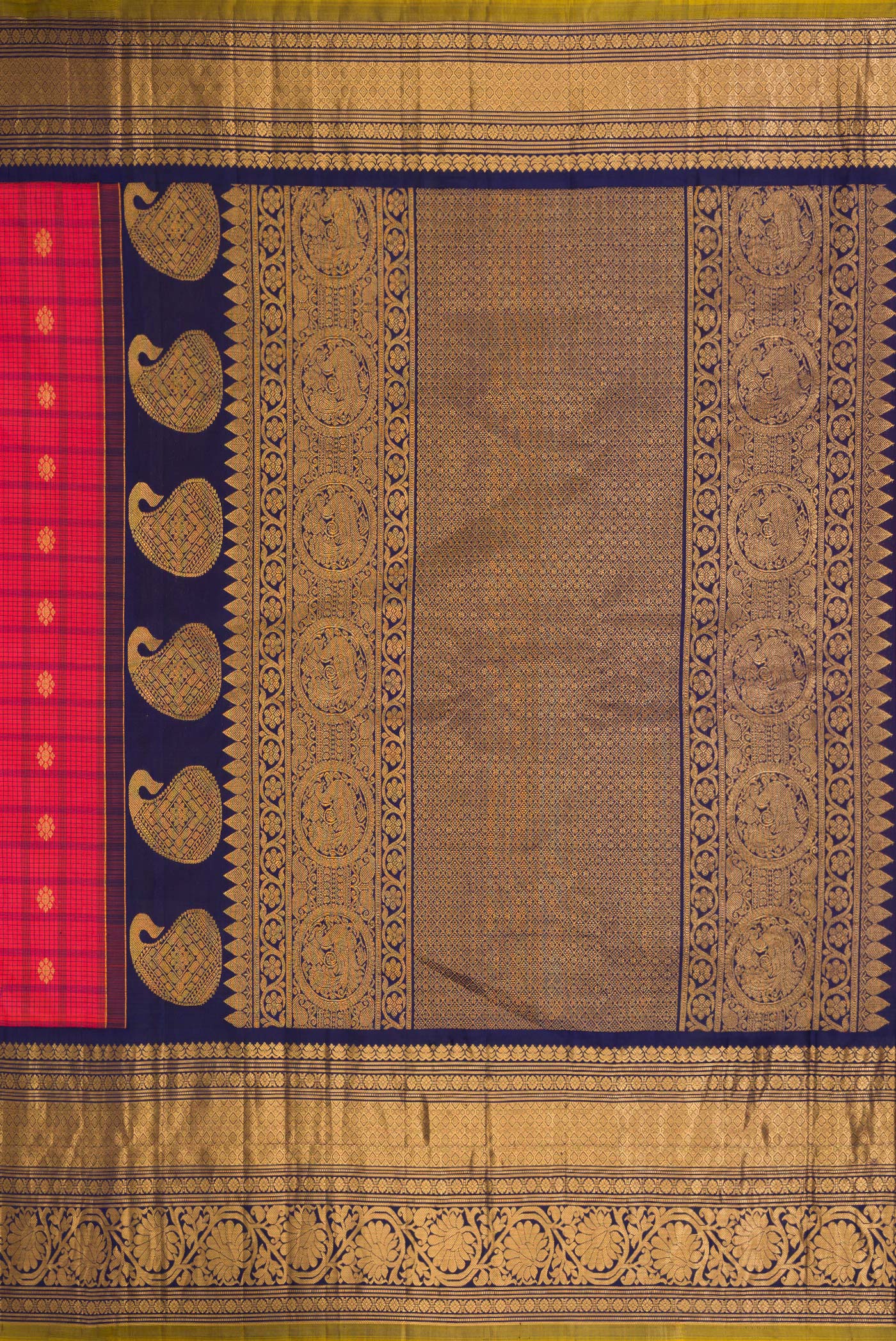 Dark Pink Gadwal Silk Saree - Image 7