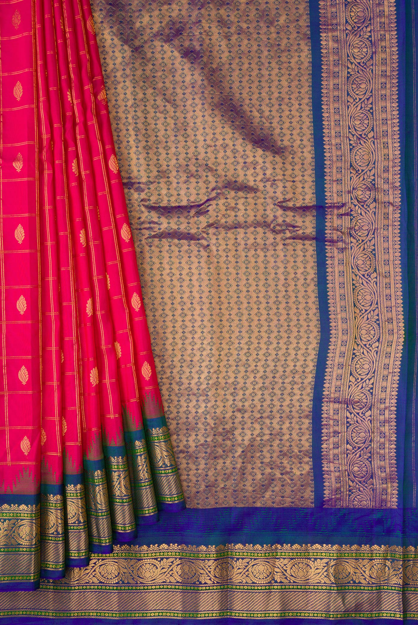Pink Gadwal Silk Saree - Image 4
