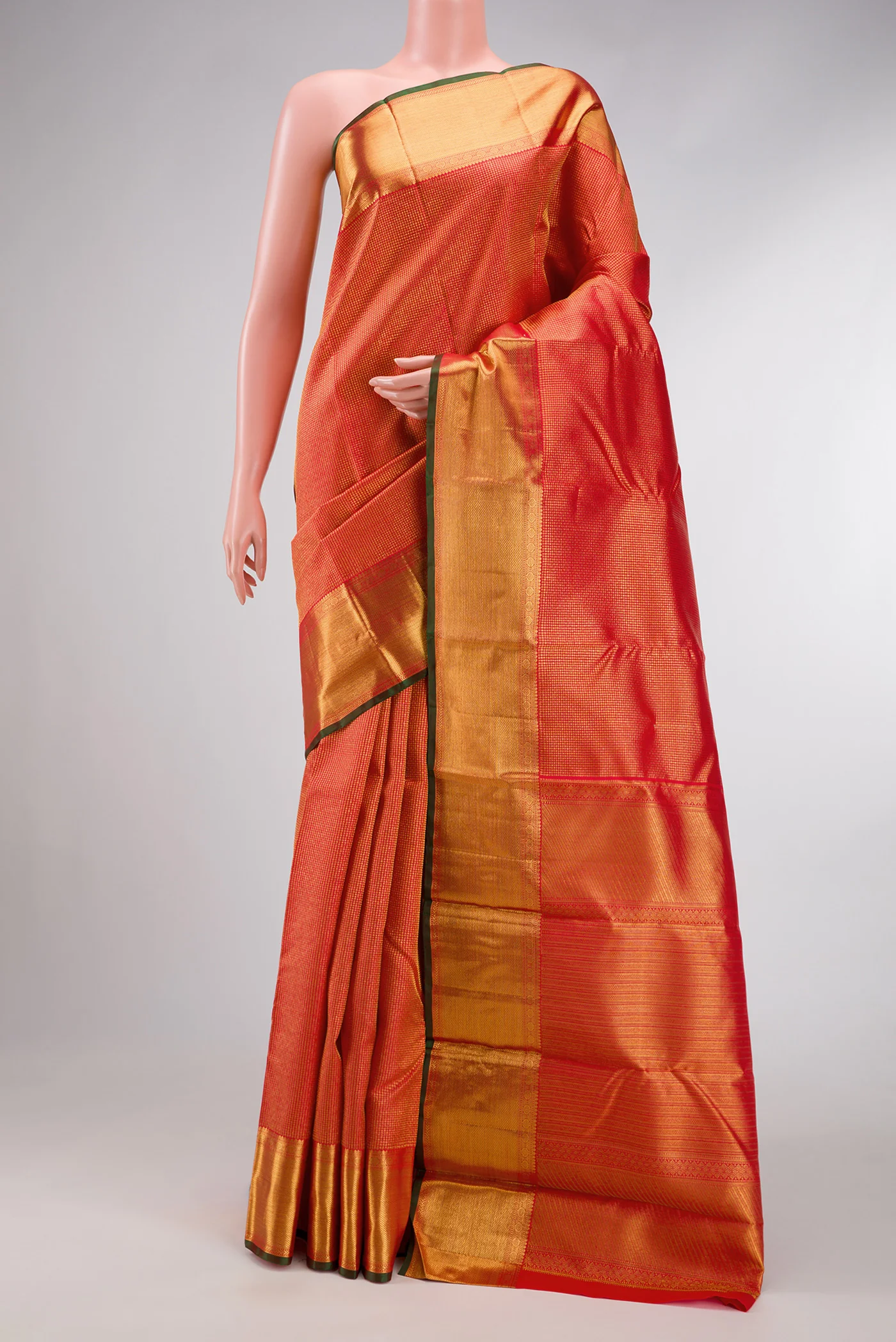 Orange Kanchipuram Silk Saree