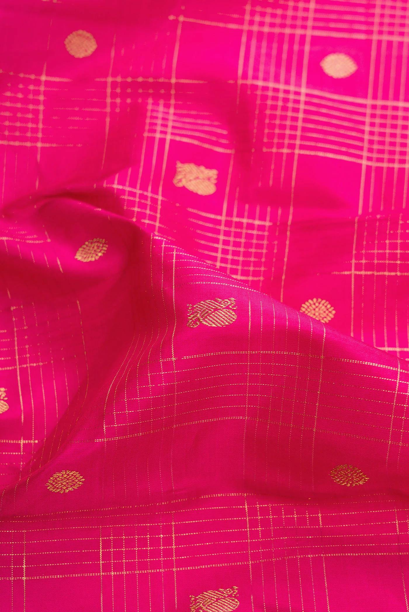 Pure Silk Pure Zari Pink Kanchipuram Saree - Image 2