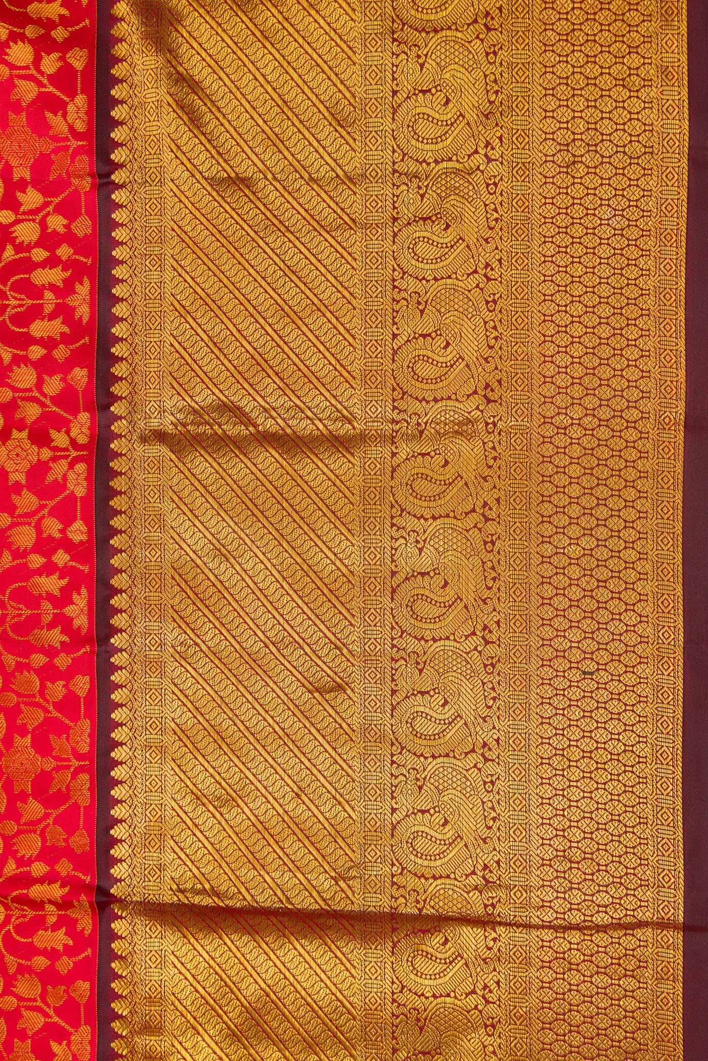 Red Kanchipuram Silk Saree - Image 3