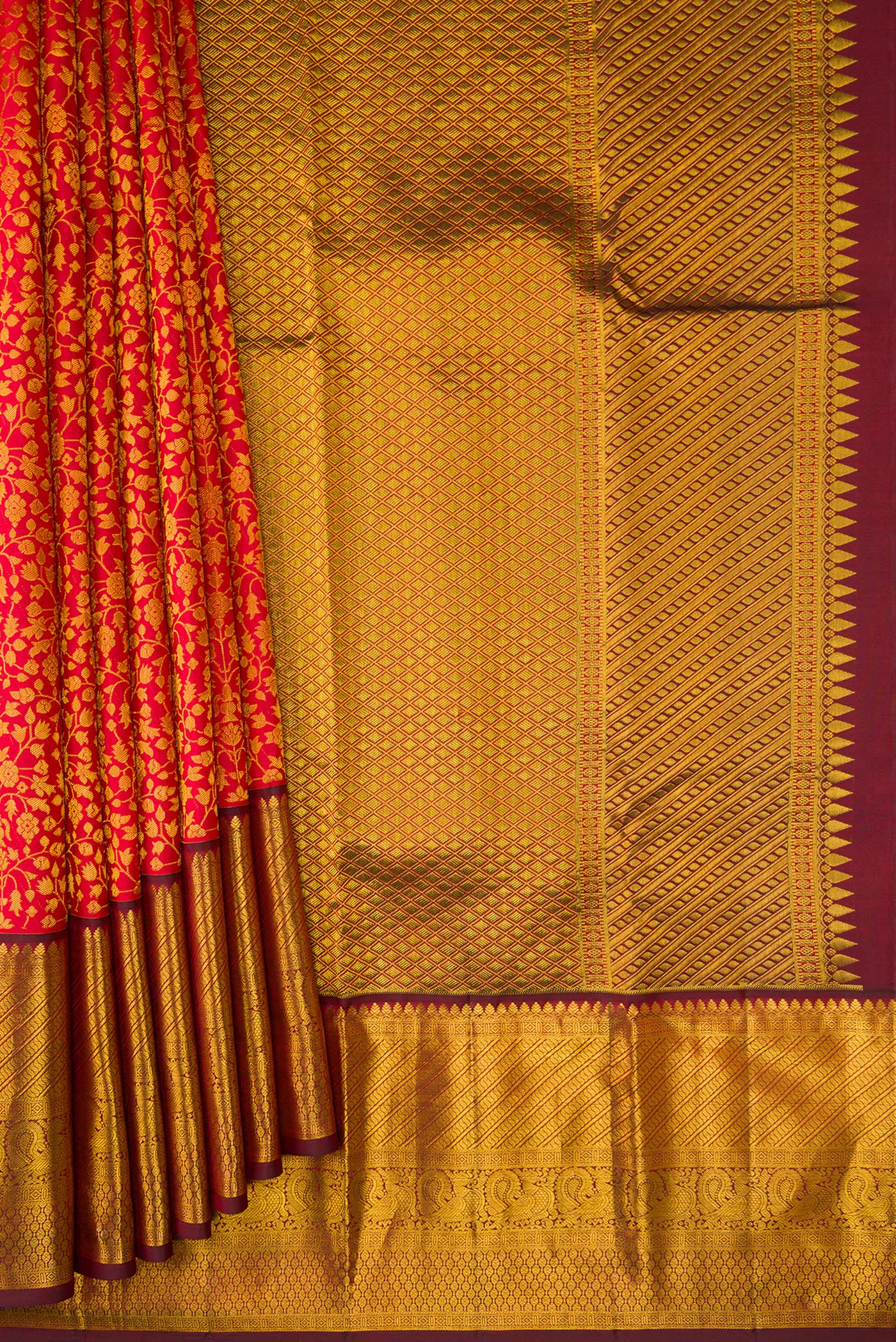 Red Kanchipuram Silk Saree - Image 4
