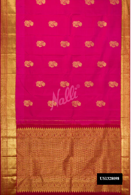 Dark Pink Dual Tone Kanchipuram Silk Saree