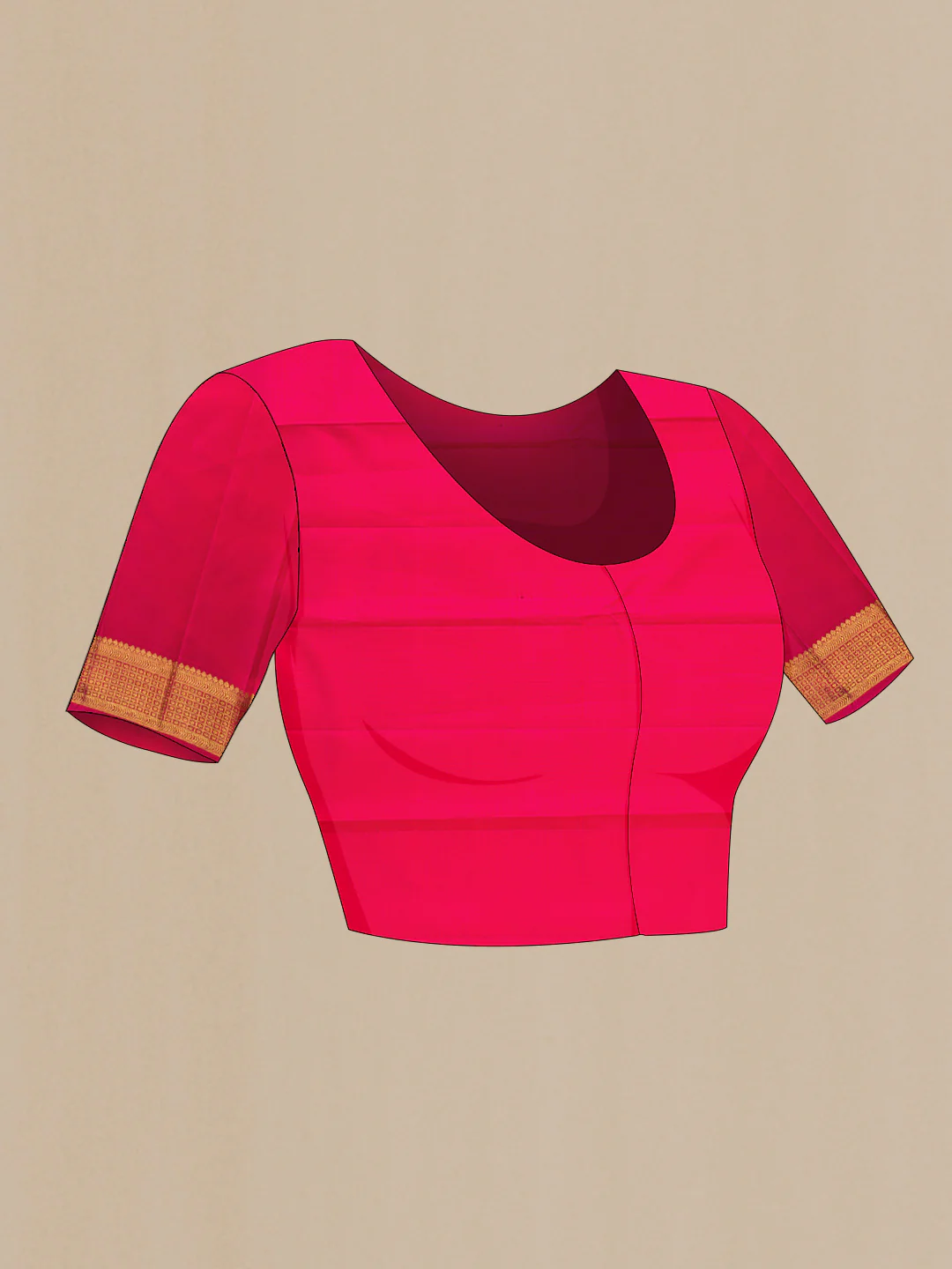 Dark Pink Dual Tone Kanchipuram Silk Saree - Image 5