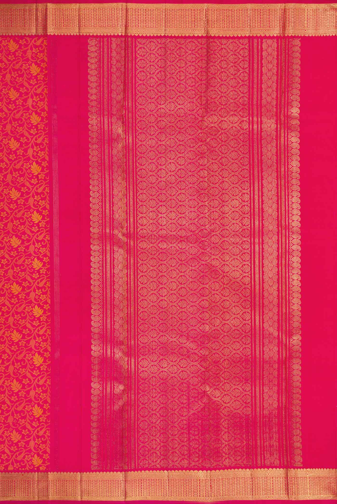 Dark Pink Dual Tone Kanchipuram Silk Saree - Image 7