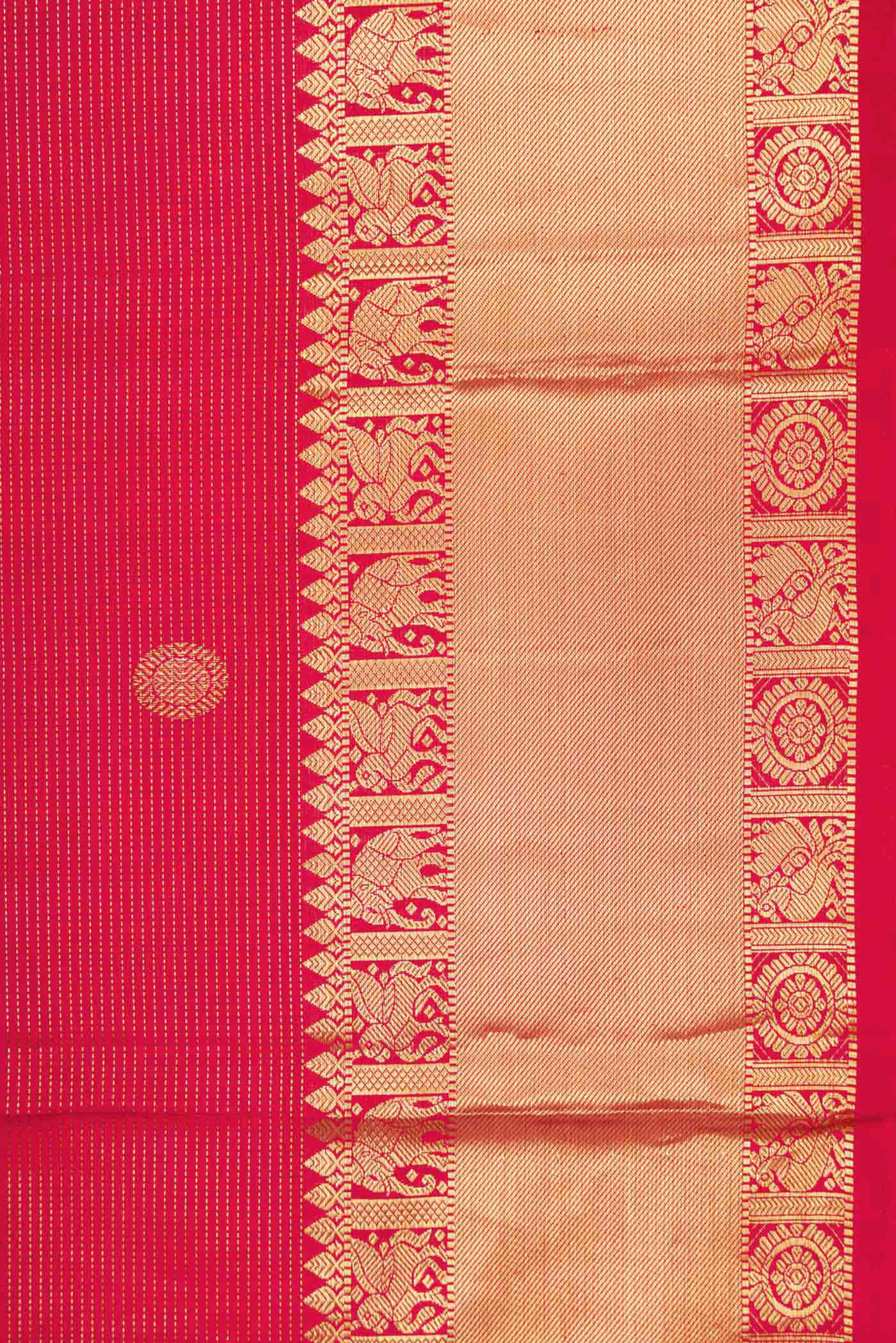 Dark Pink Dual Tone Kanjivaram Silk Saree - Image 3