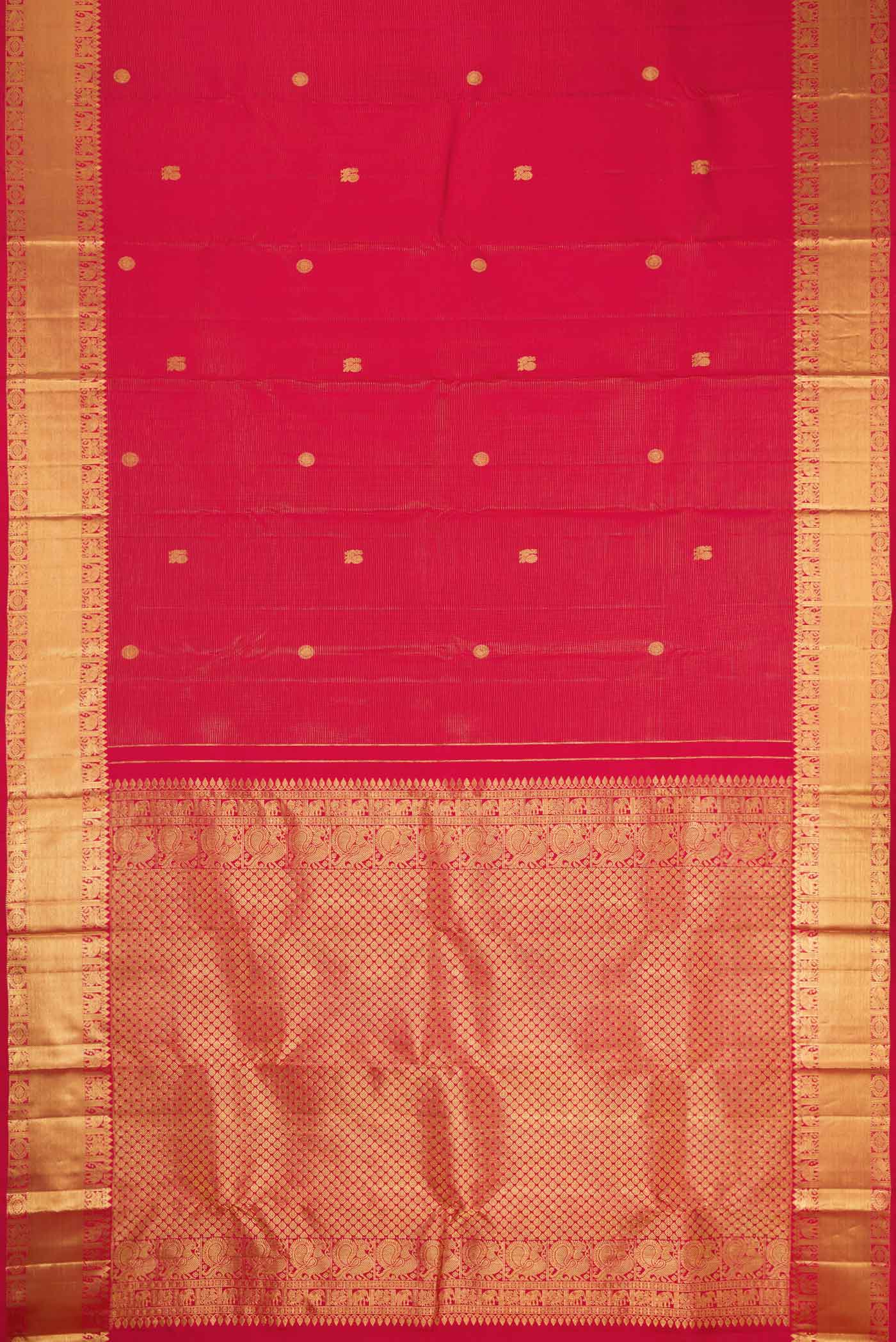 Dark Pink Dual Tone Kanjivaram Silk Saree - Image 6