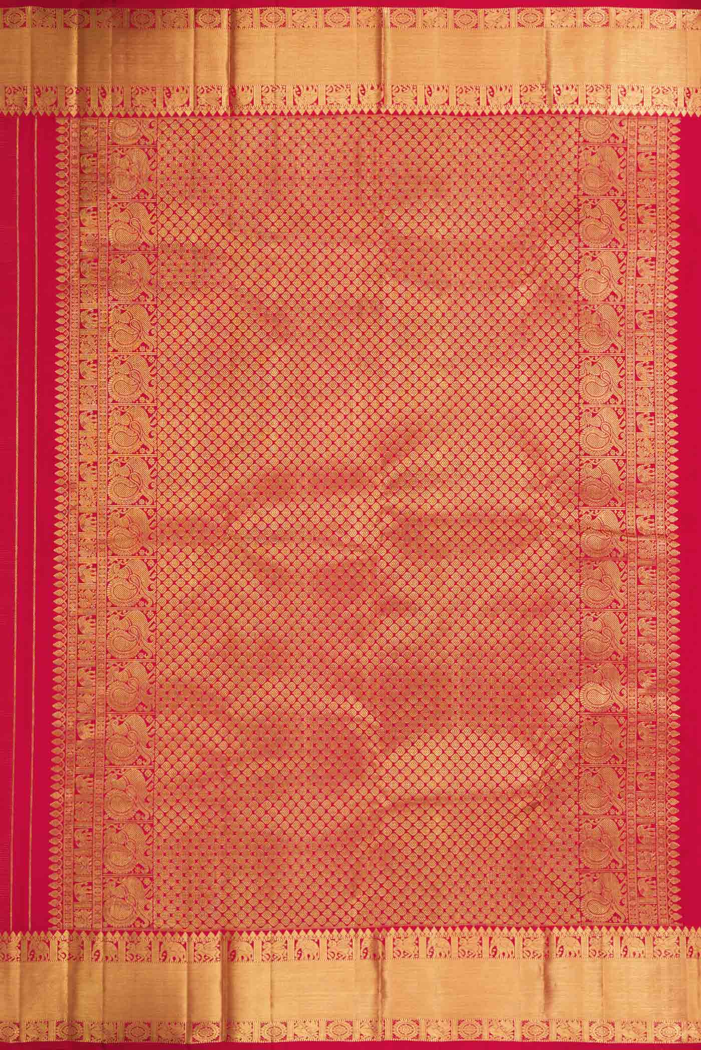 Dark Pink Dual Tone Kanjivaram Silk Saree - Image 7