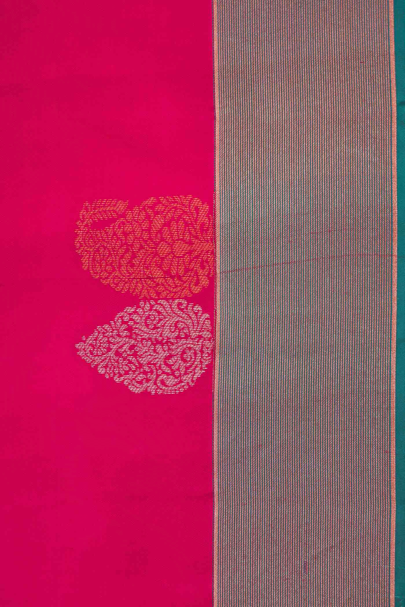 Dark Pink Dual Tone Kanchipuram Silk Saree - Image 3