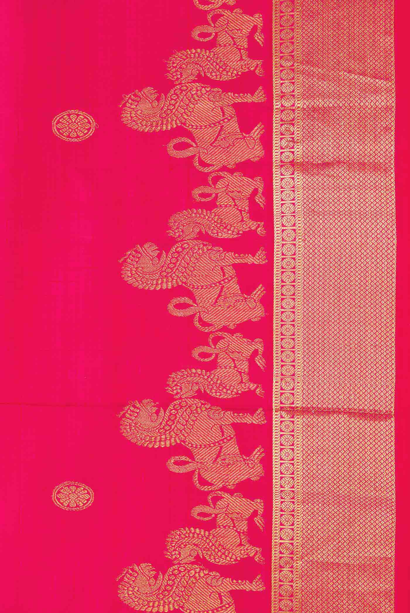 Dark Pink Dual Tone Kanjivaram Silk Saree - Image 3