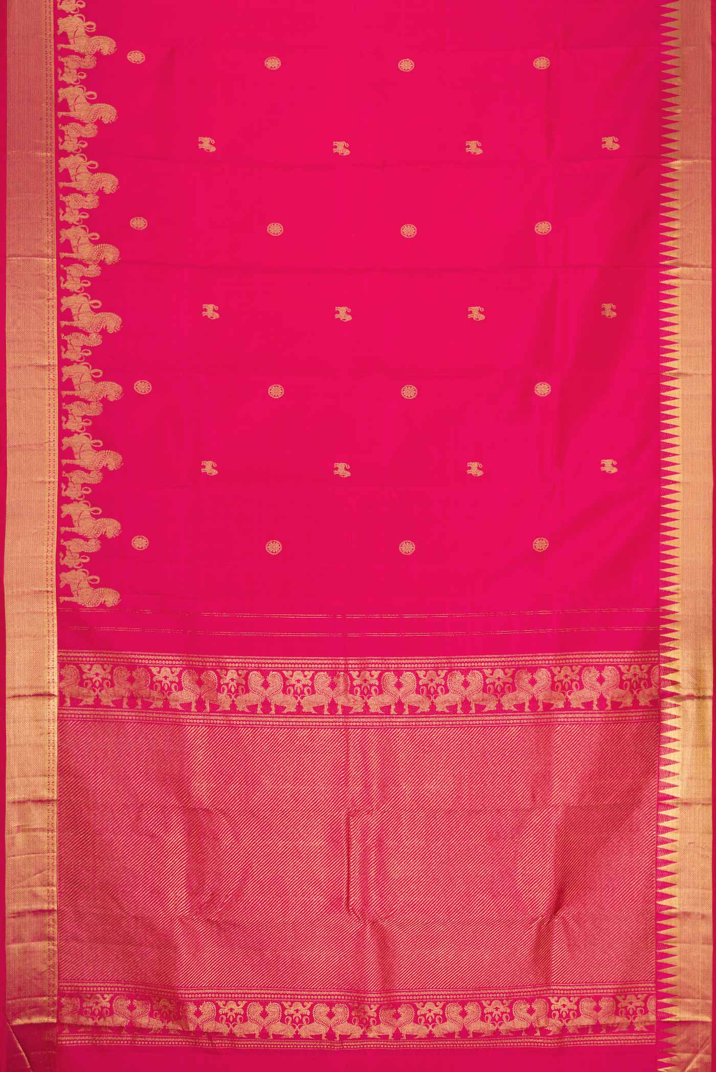 Dark Pink Dual Tone Kanjivaram Silk Saree - Image 6