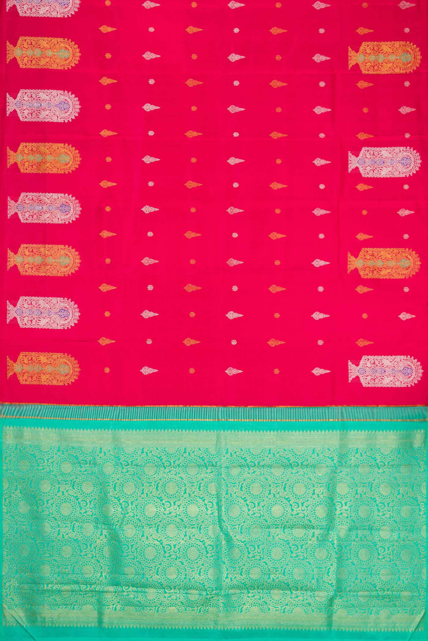 Dark Pink Dual Tone Kanjivaram Silk Saree - Image 6