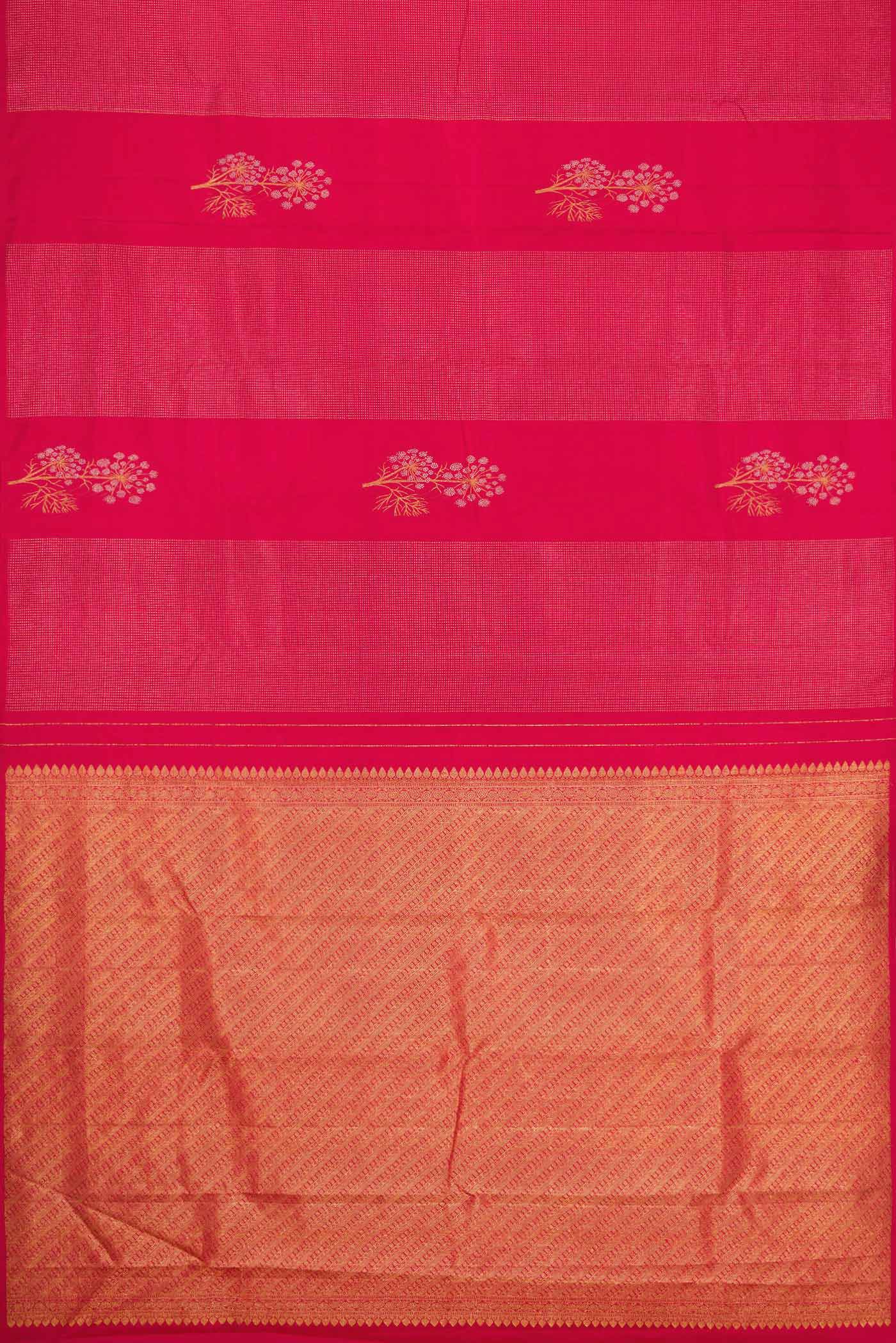 Dark Pink Dual Tone Kanchipuram Silk Saree - Image 5