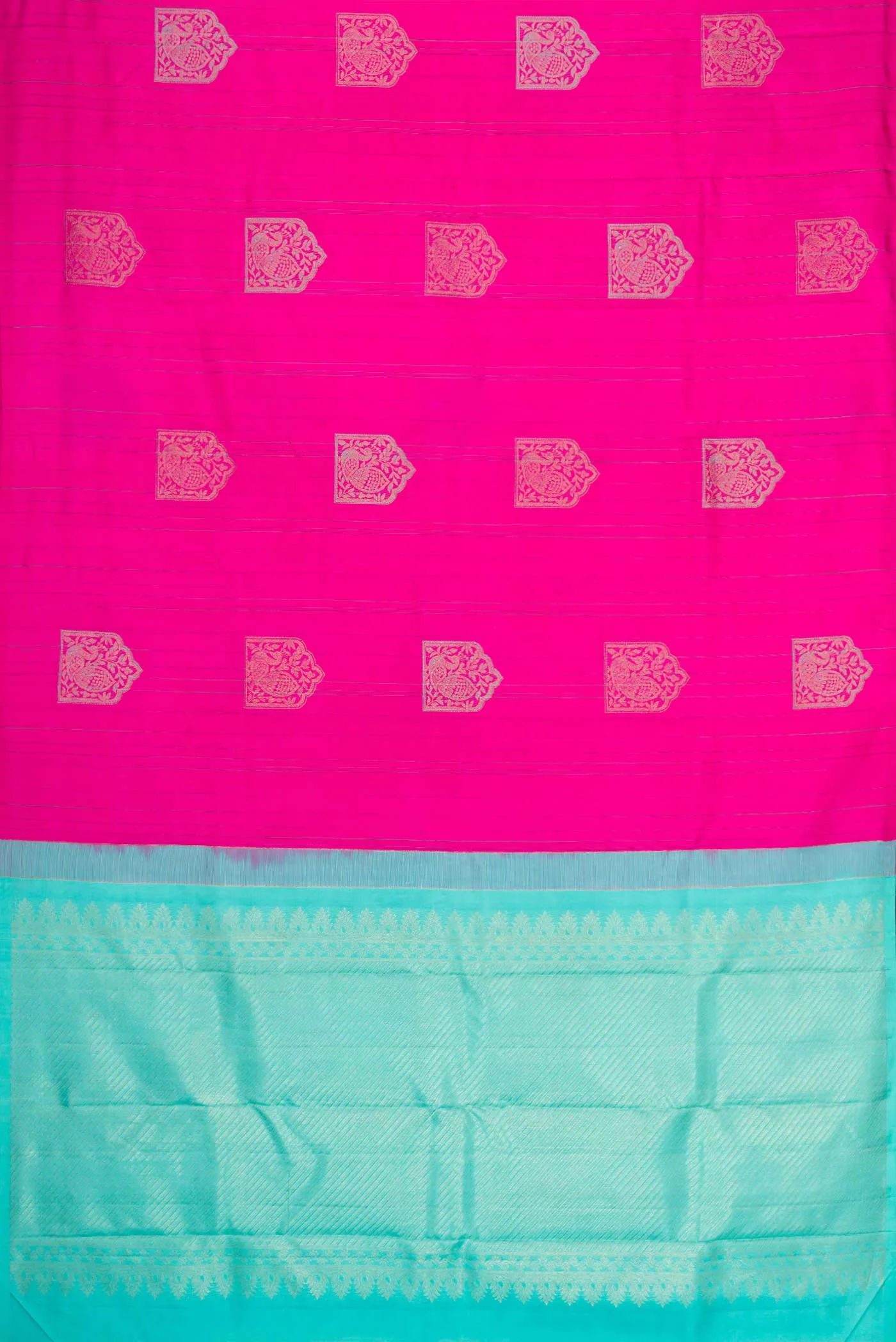 Dark Pink Dual Tone Kanjivaram Silk Saree - Image 5